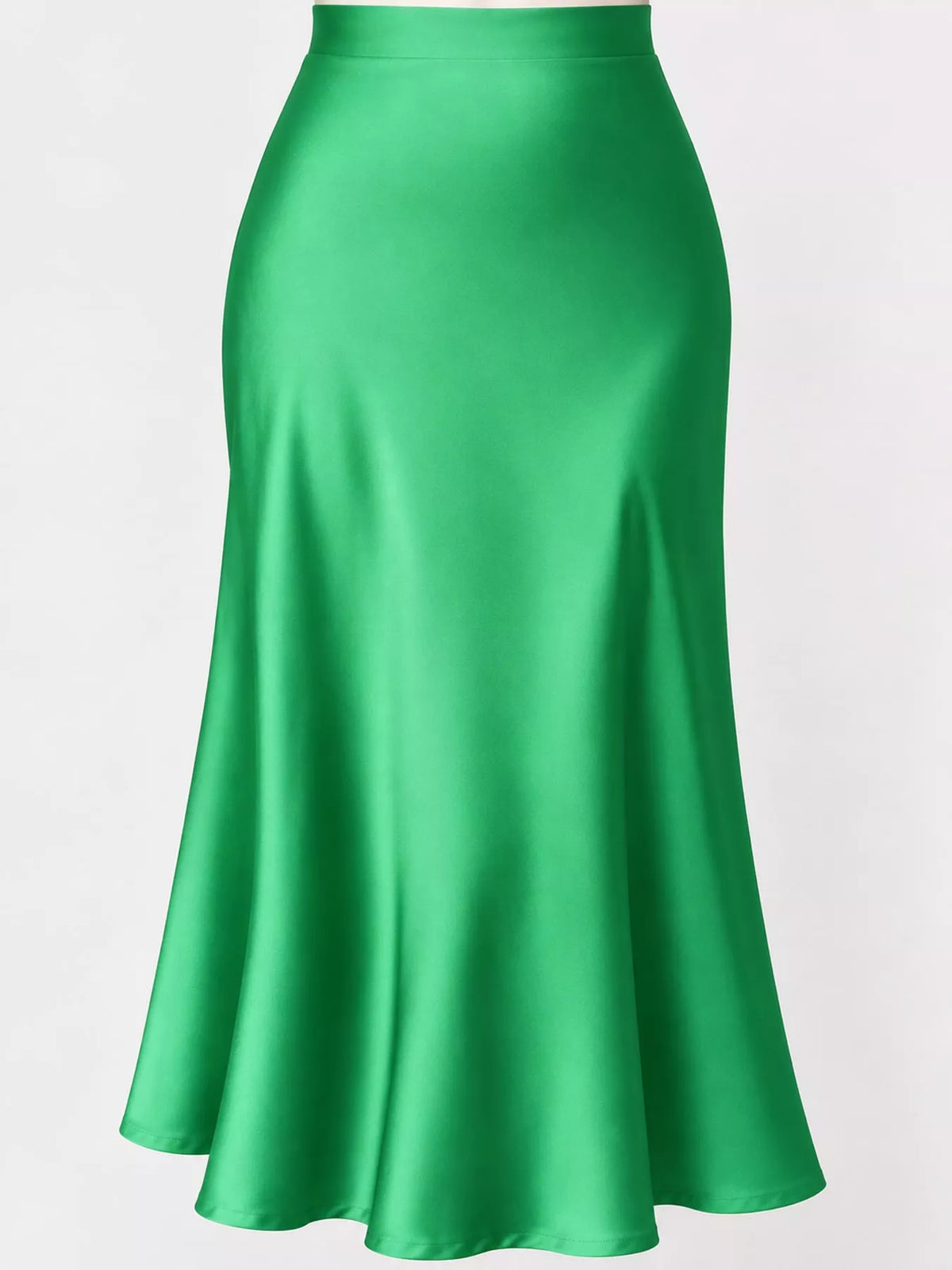 High-Waisted Satin Midi Skirt