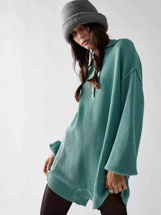 Ribbed Knit Long-Sleeve Romper
