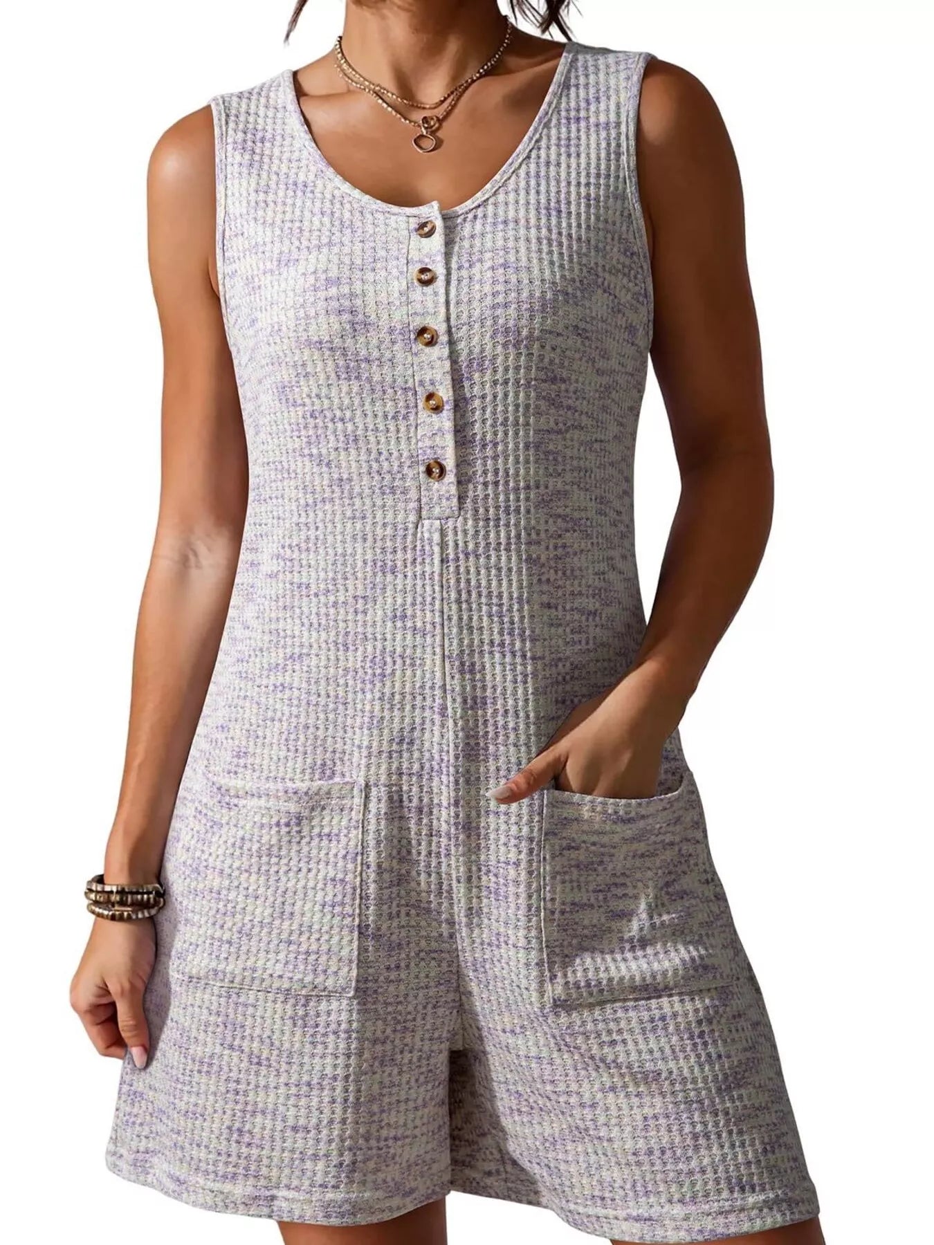 Sleeveless Button Detail Romper