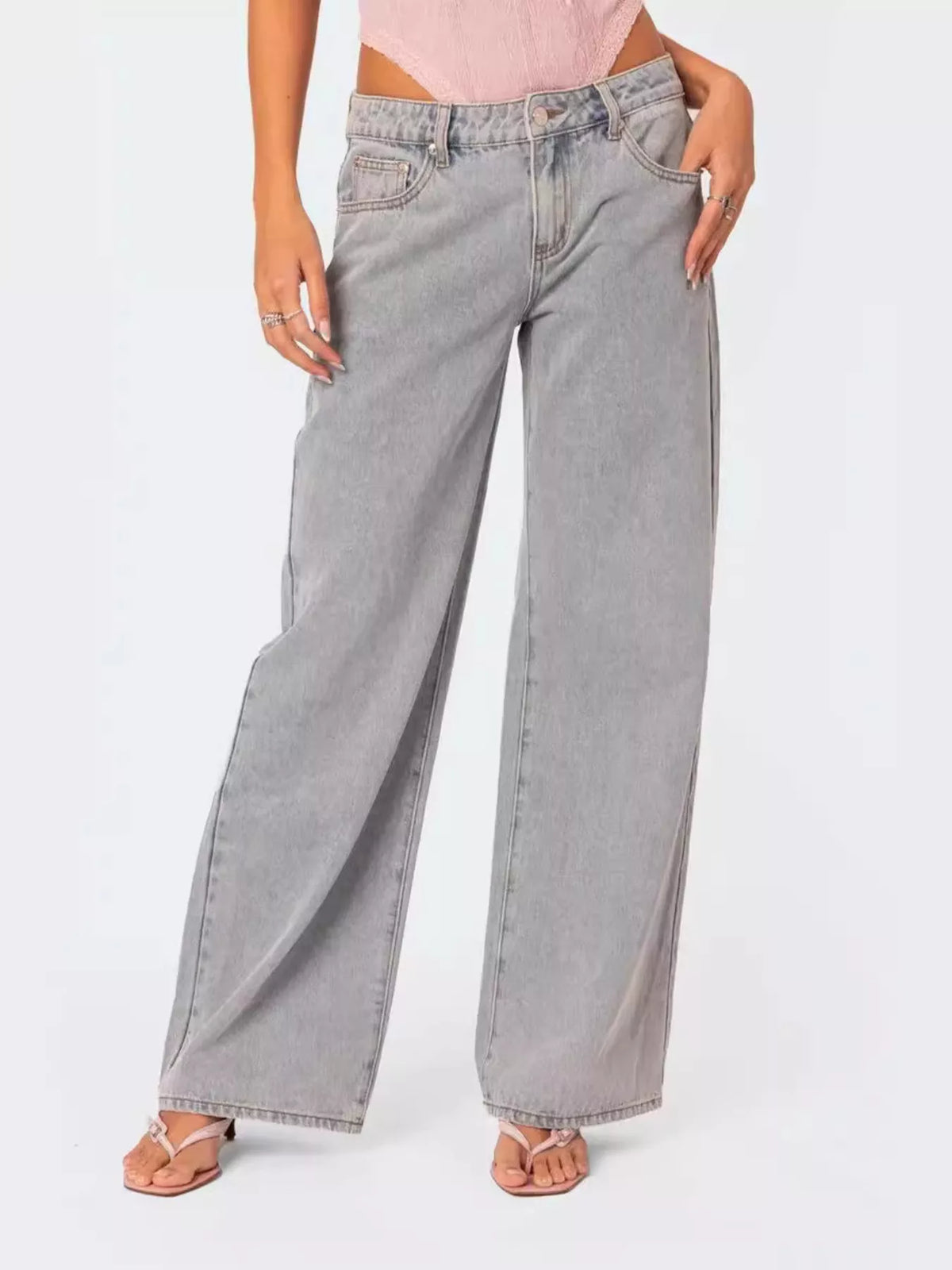 Washed Wide Leg Jeans in Light Wash