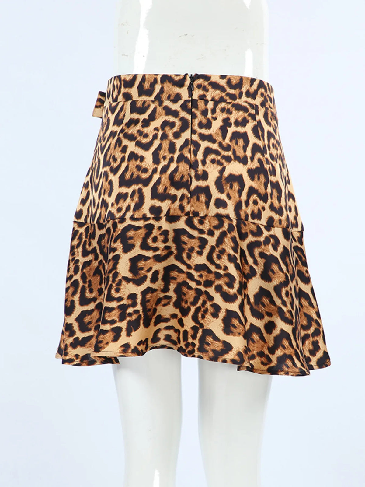 Tied Leopard Print Mini Skirt