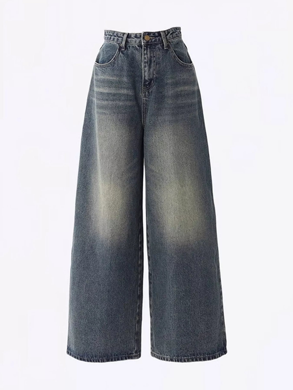 High-Waisted Wide Leg Jeans in Vintage Blue