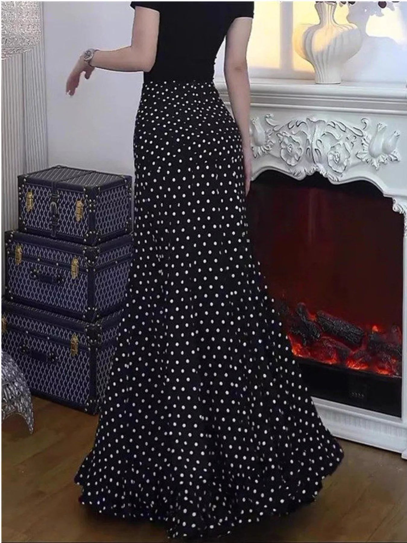 Polka Dot Mermaid Maxi Skirt