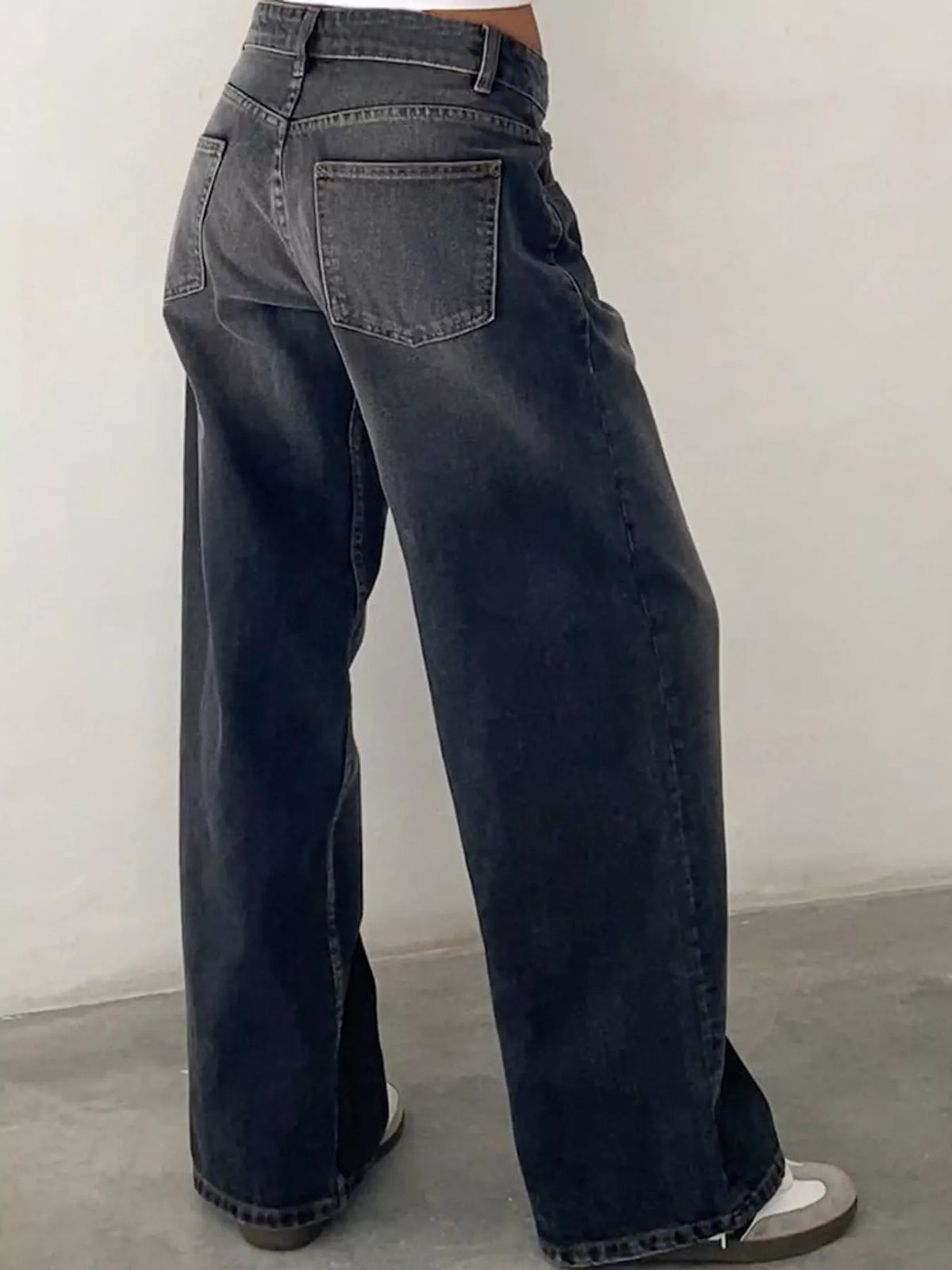 Wide-Leg Vintage Wash Jeans