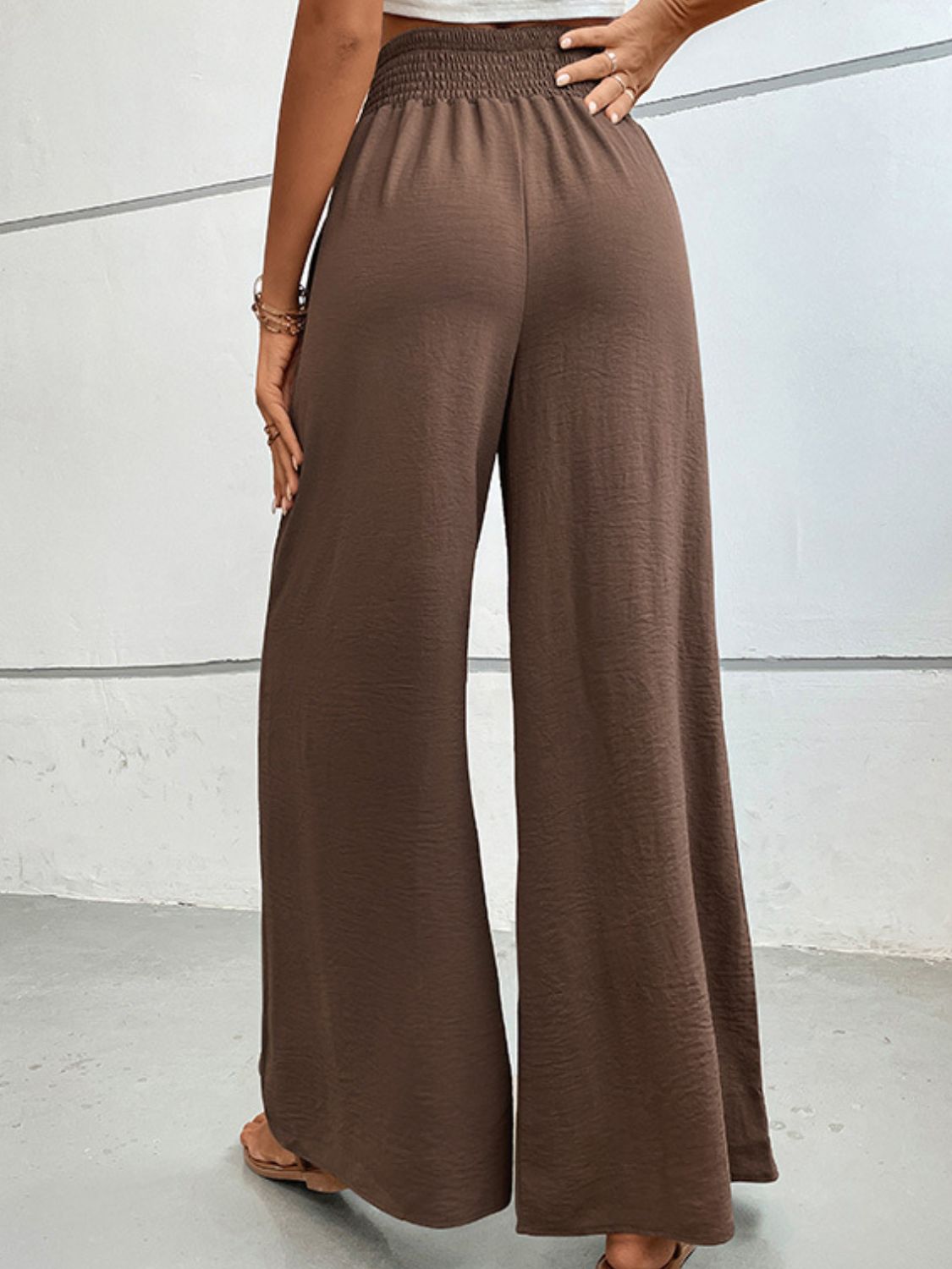Wide Waistband Relaxed Fit Long Pants
