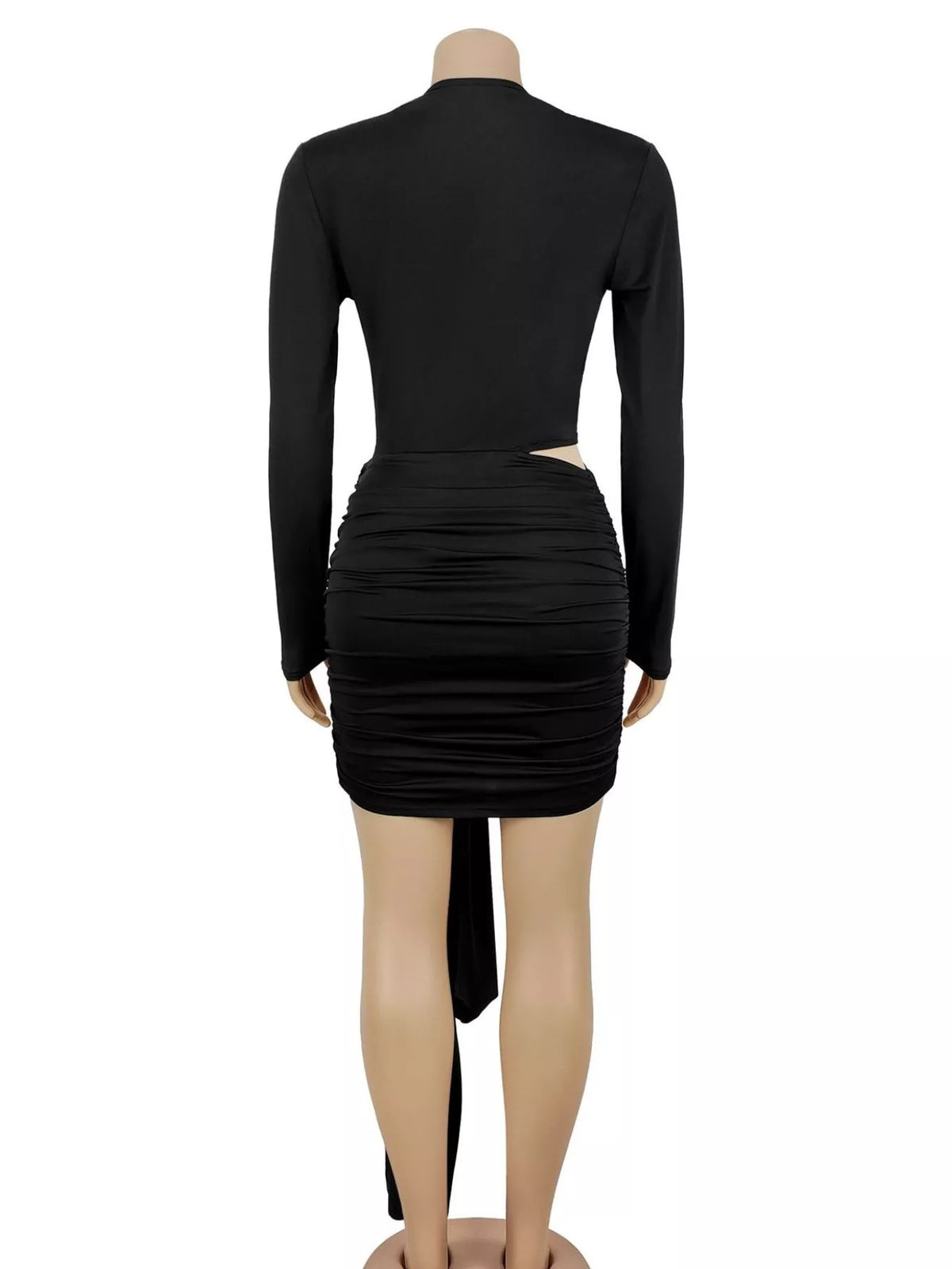 Cutout Deep V-Neck Ruched Bodycon Mini Dress