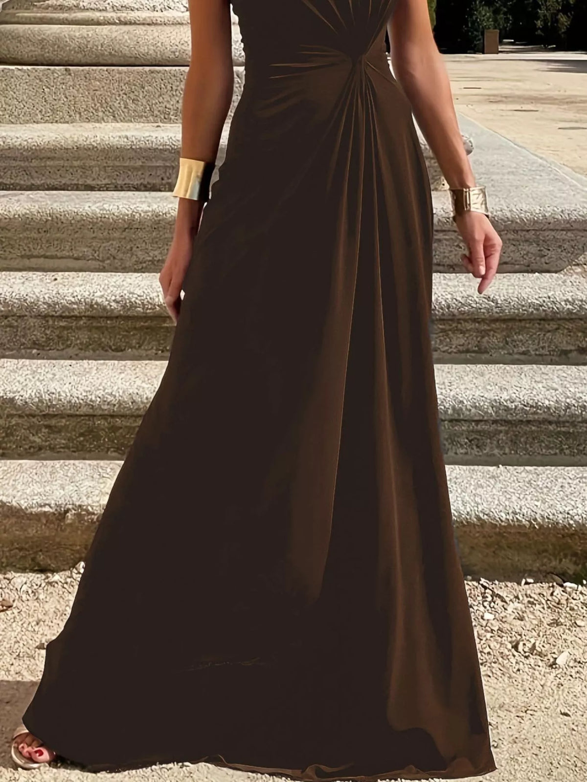 Twisted Round Neck Sleeveless Maxi Dress