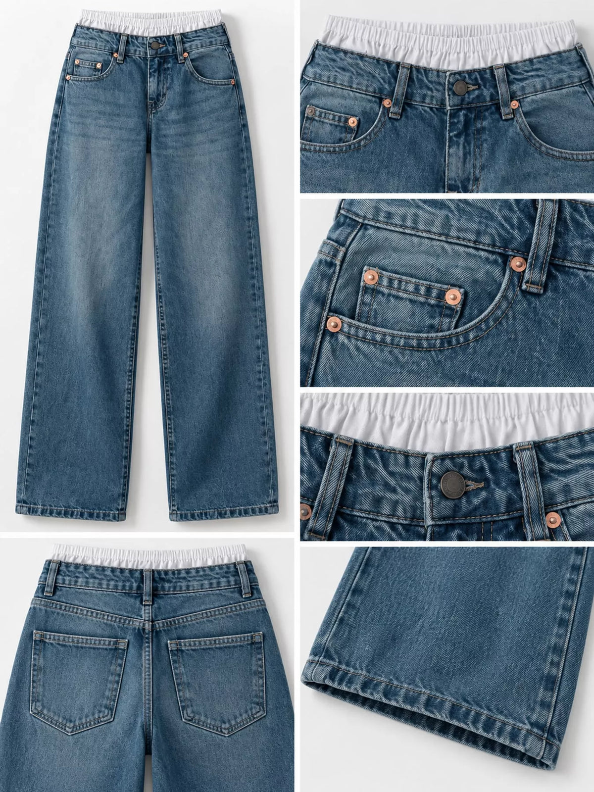 Wide-Leg Vintage Wash Jeans