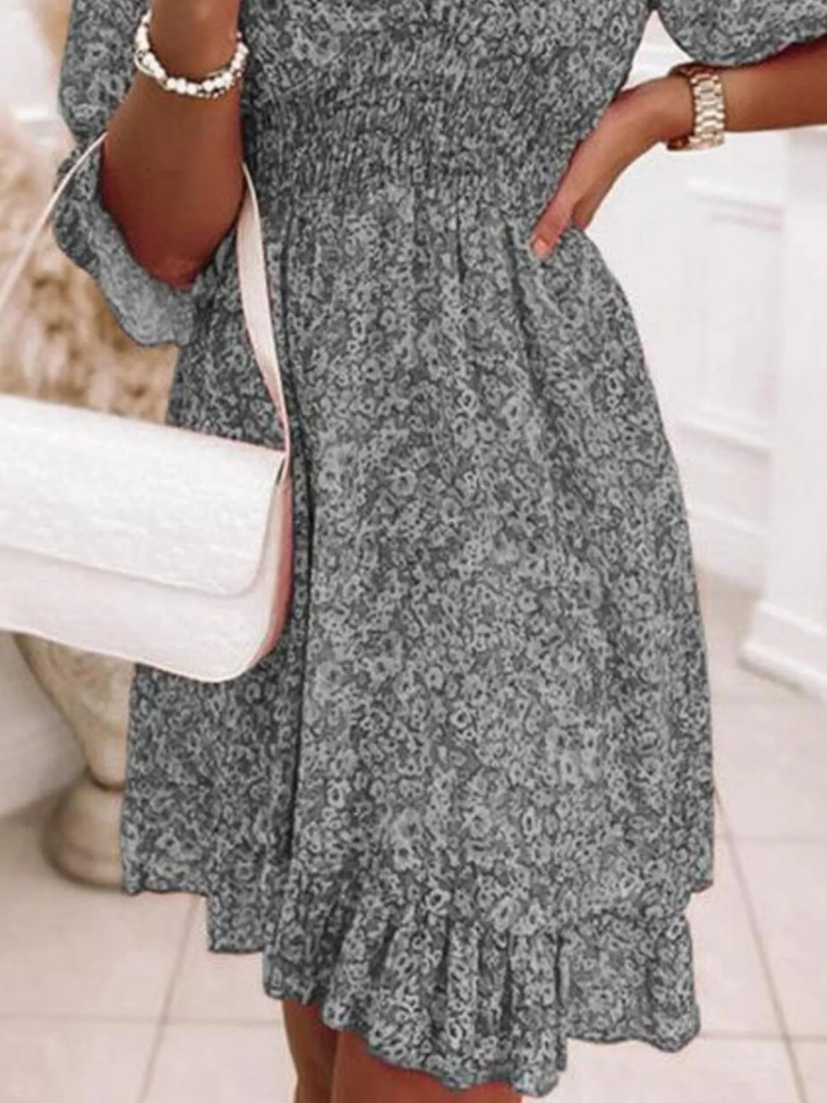 Tiered Ruffled Hem Floral Dress