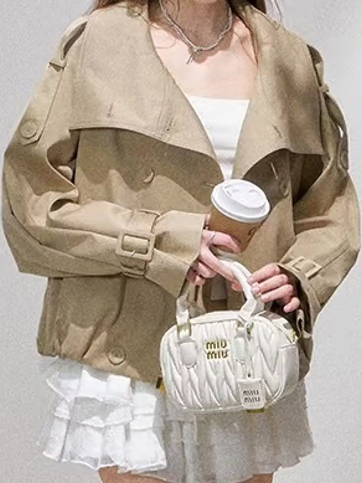 Double-Breasted Cropped Trench Jacket