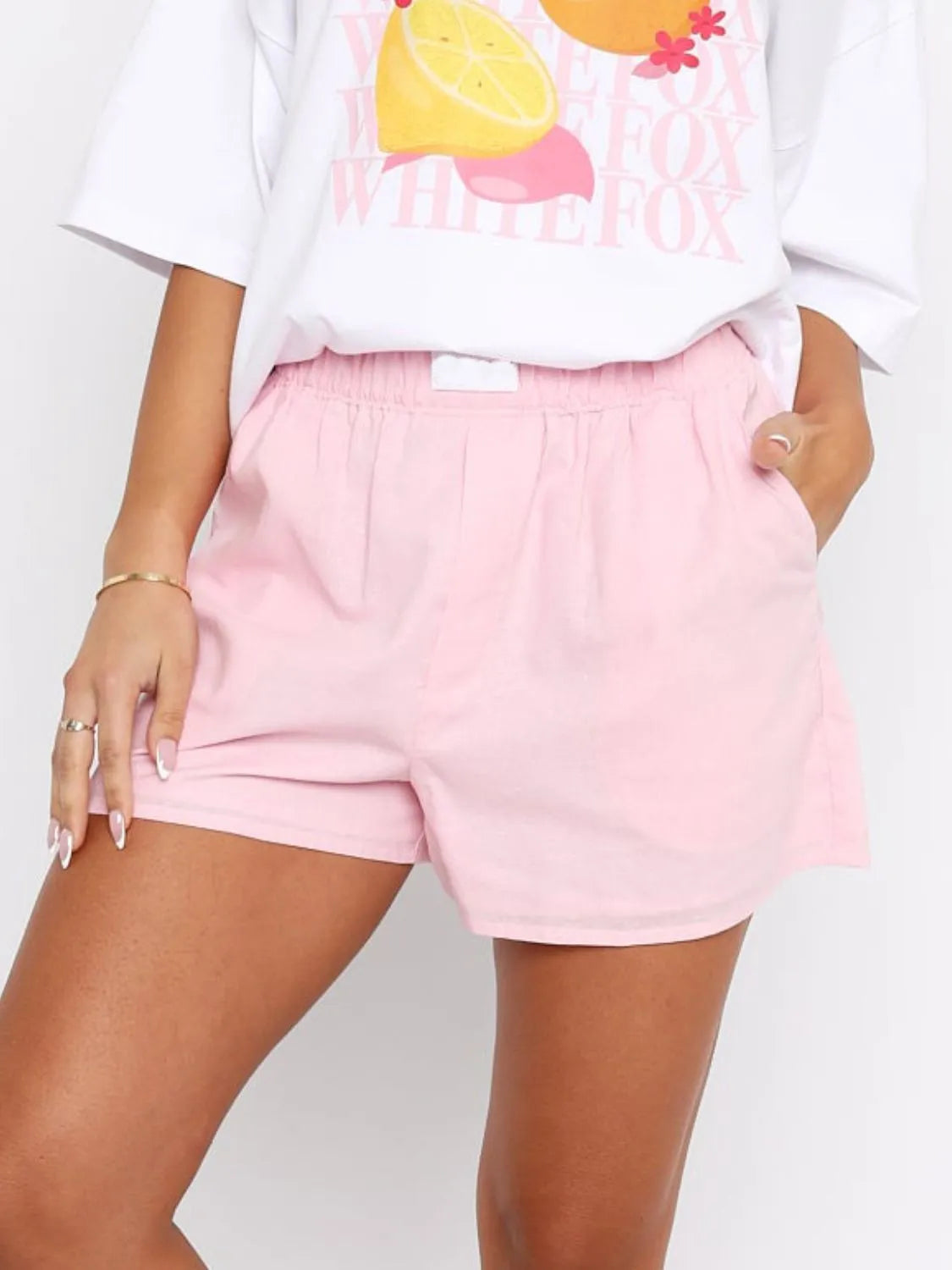 Elastic-Waist Shorts with Pockets