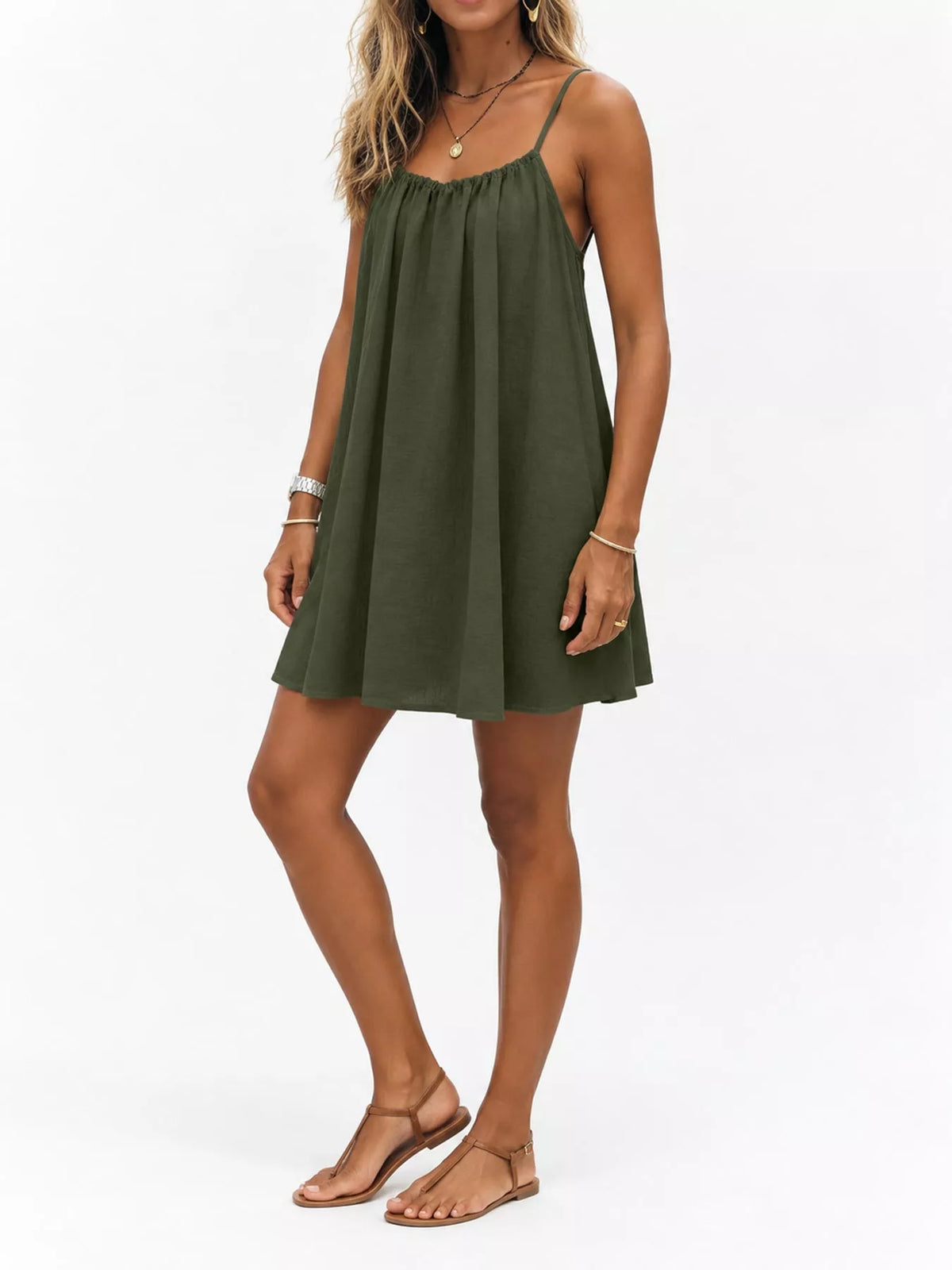 Backless Spaghetti Strap A-Line Mini Dress