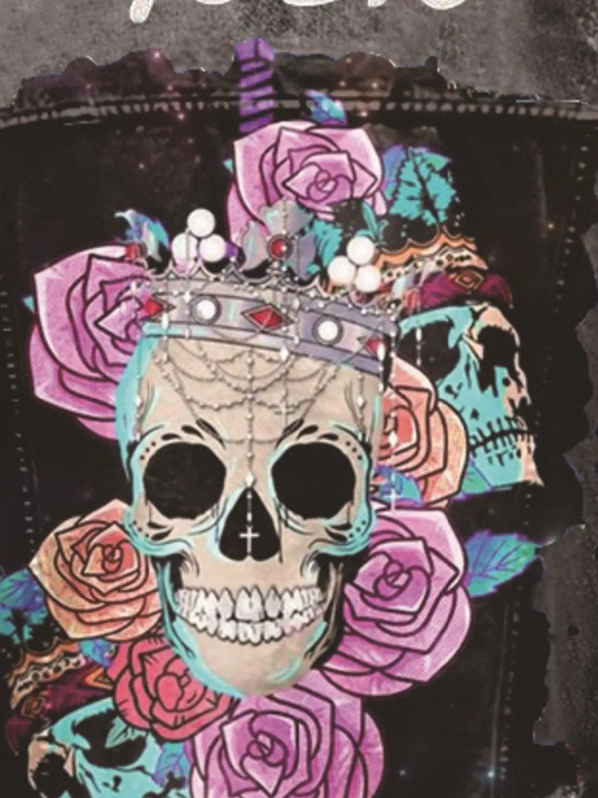 Skull and Rose Graphic Denim Jacket