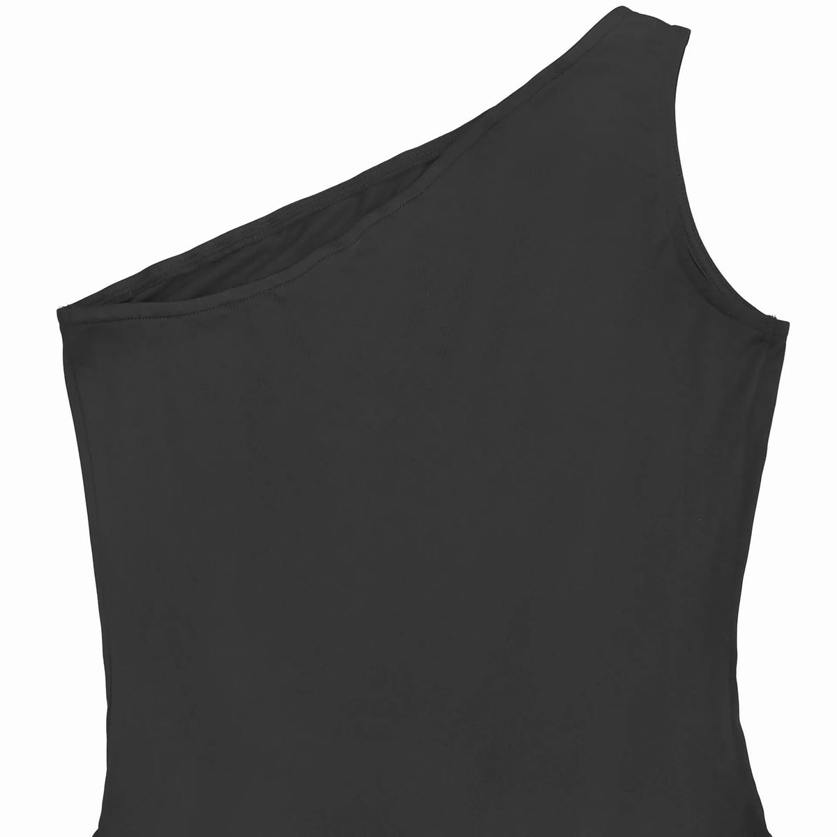 Ruched One-Shoulder Maxi Dress in Black