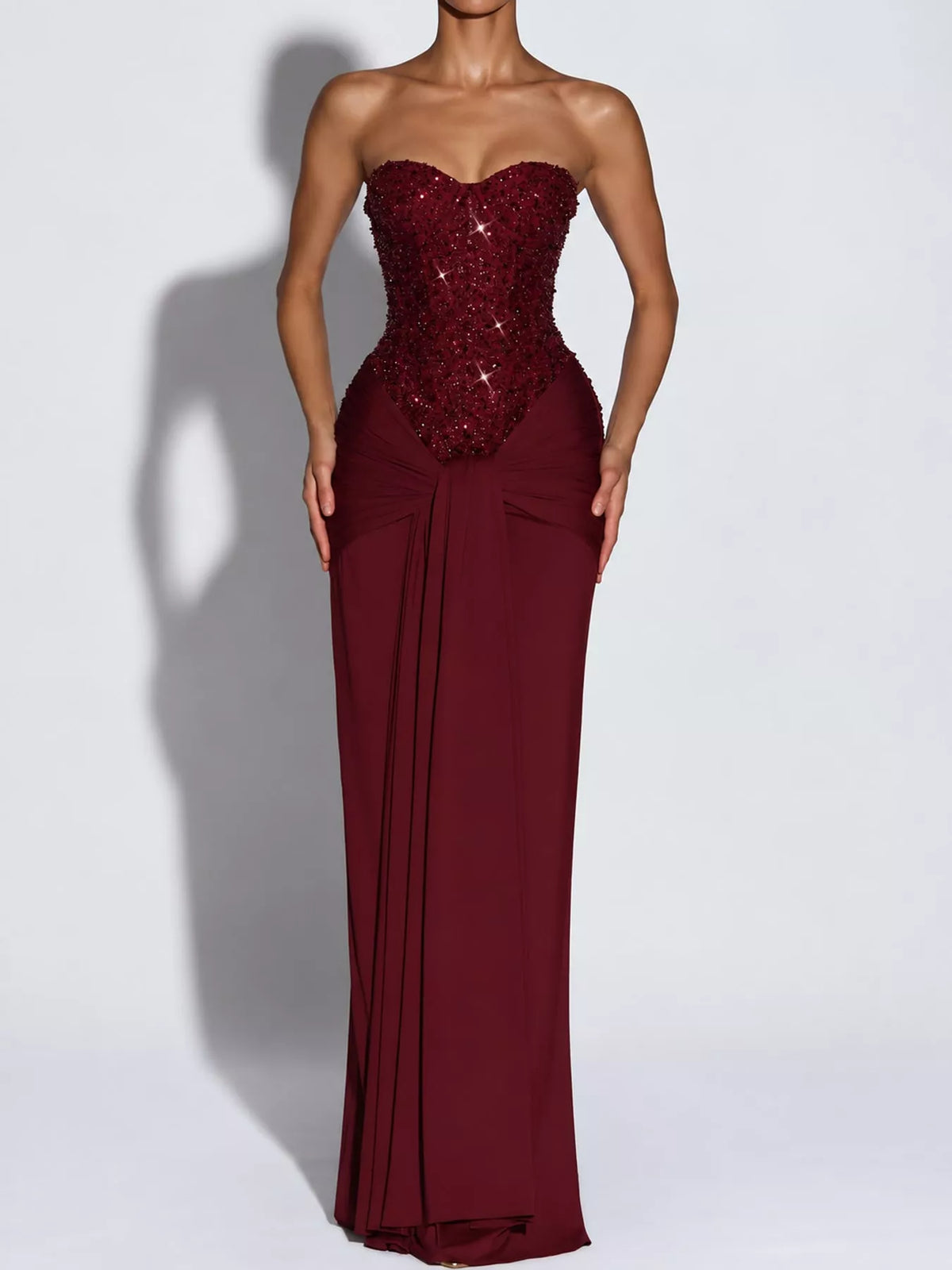Strapless Sequin Corset Maxi Dress