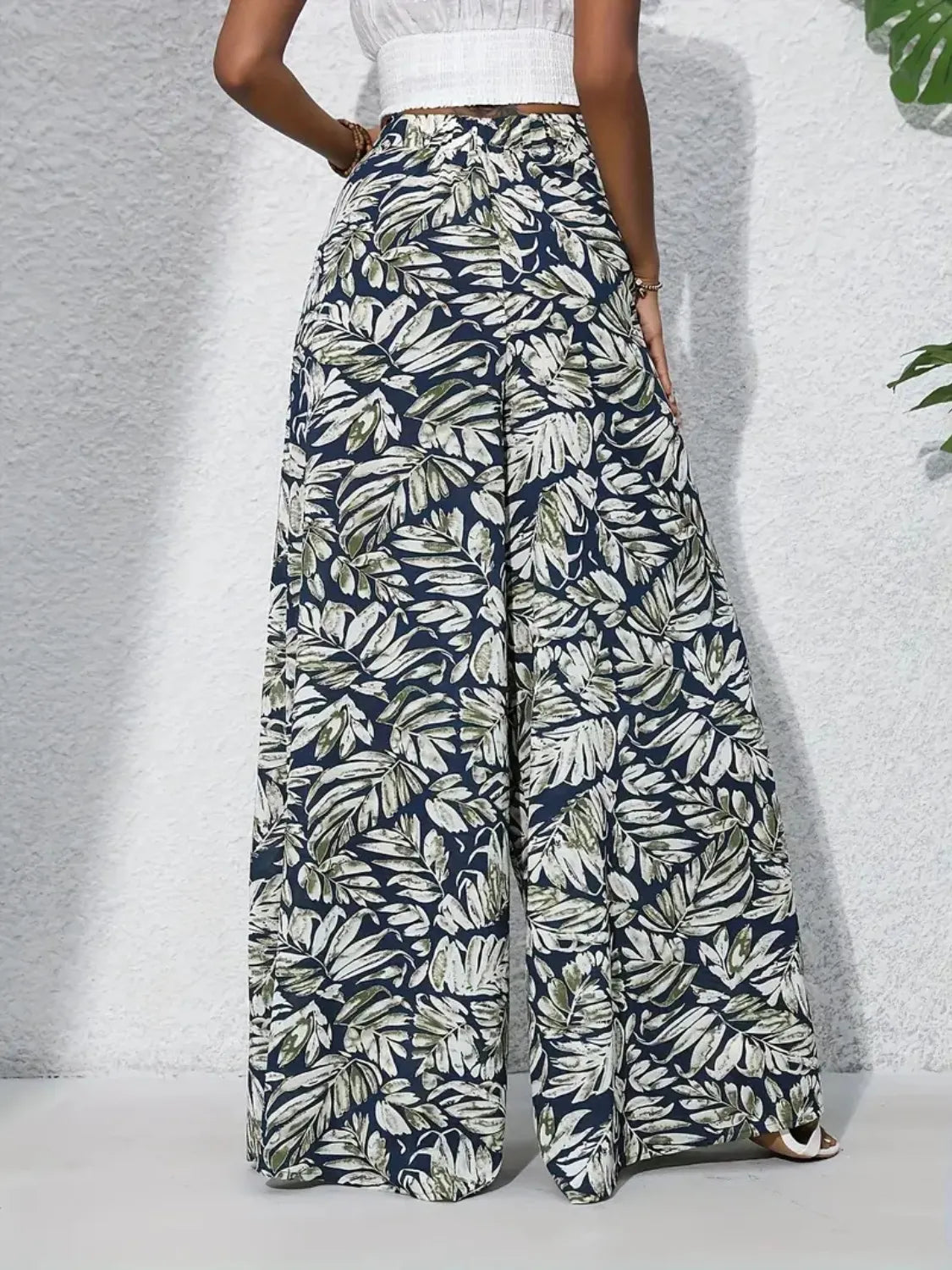 Printed High-Waist Wide Leg Pants