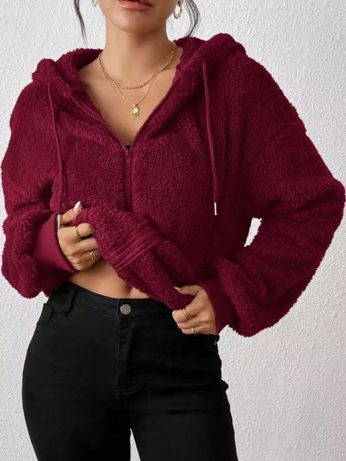 Fleece Zip-Up Hooded Jacket