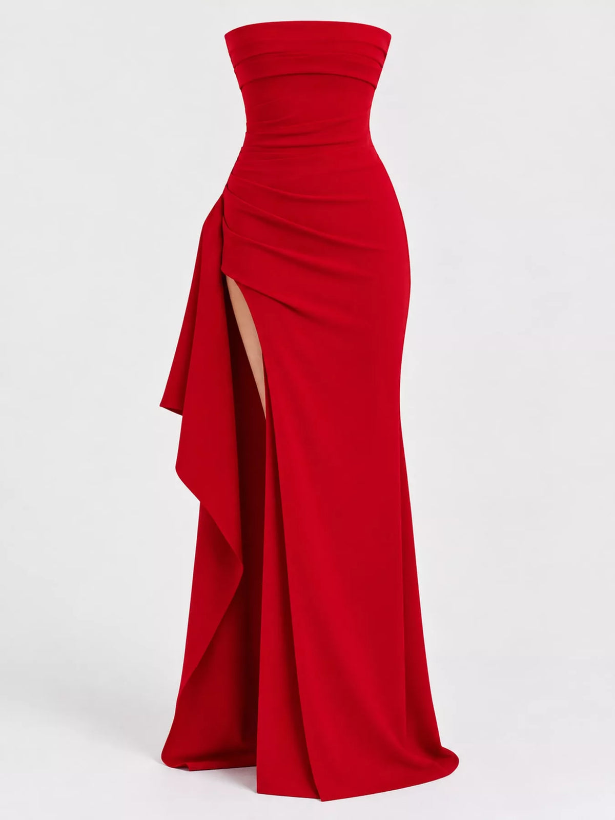 Strapless High-Slit Bodycon Maxi Dress