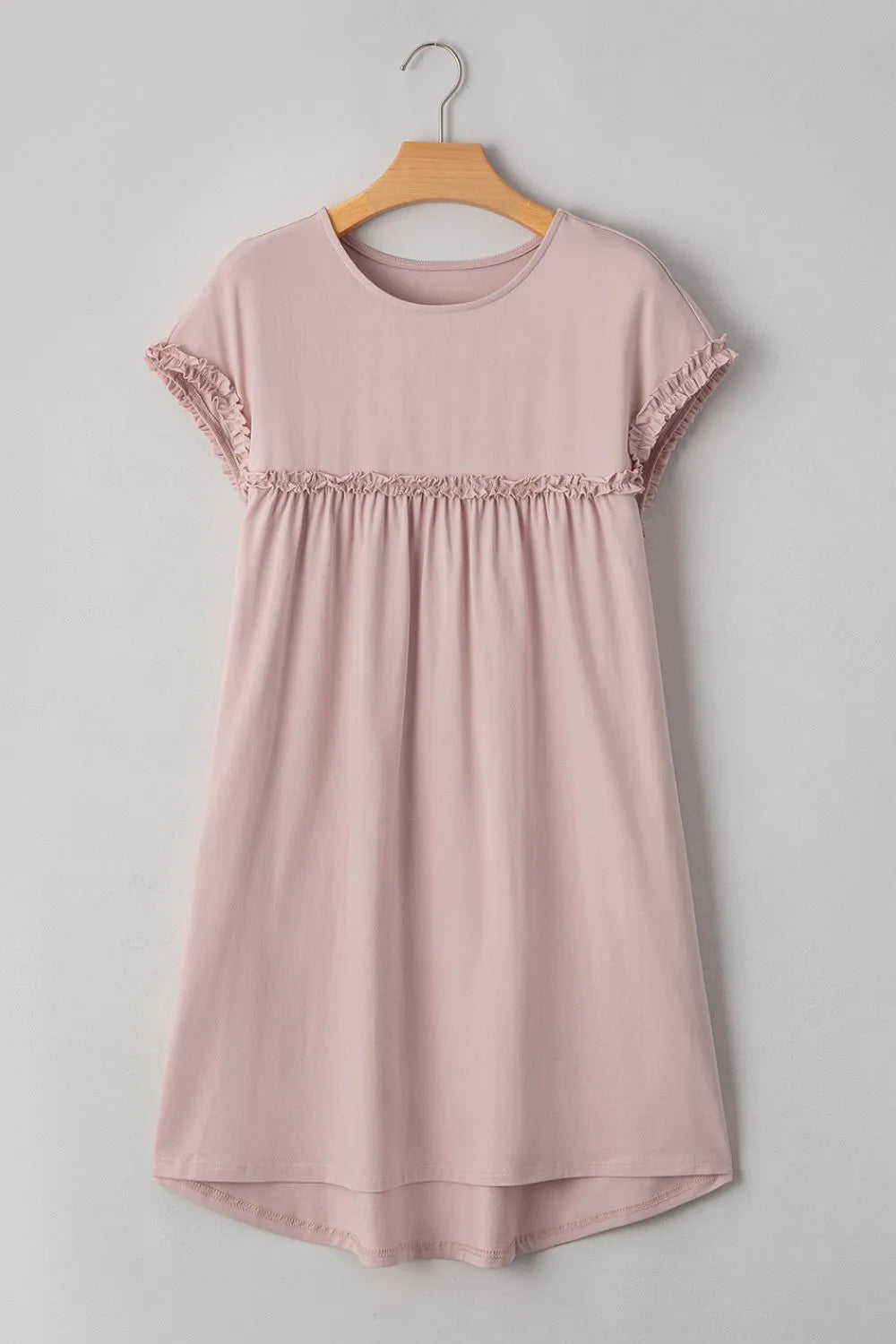 Frilled Trim Mini Dress in Dusty Pink