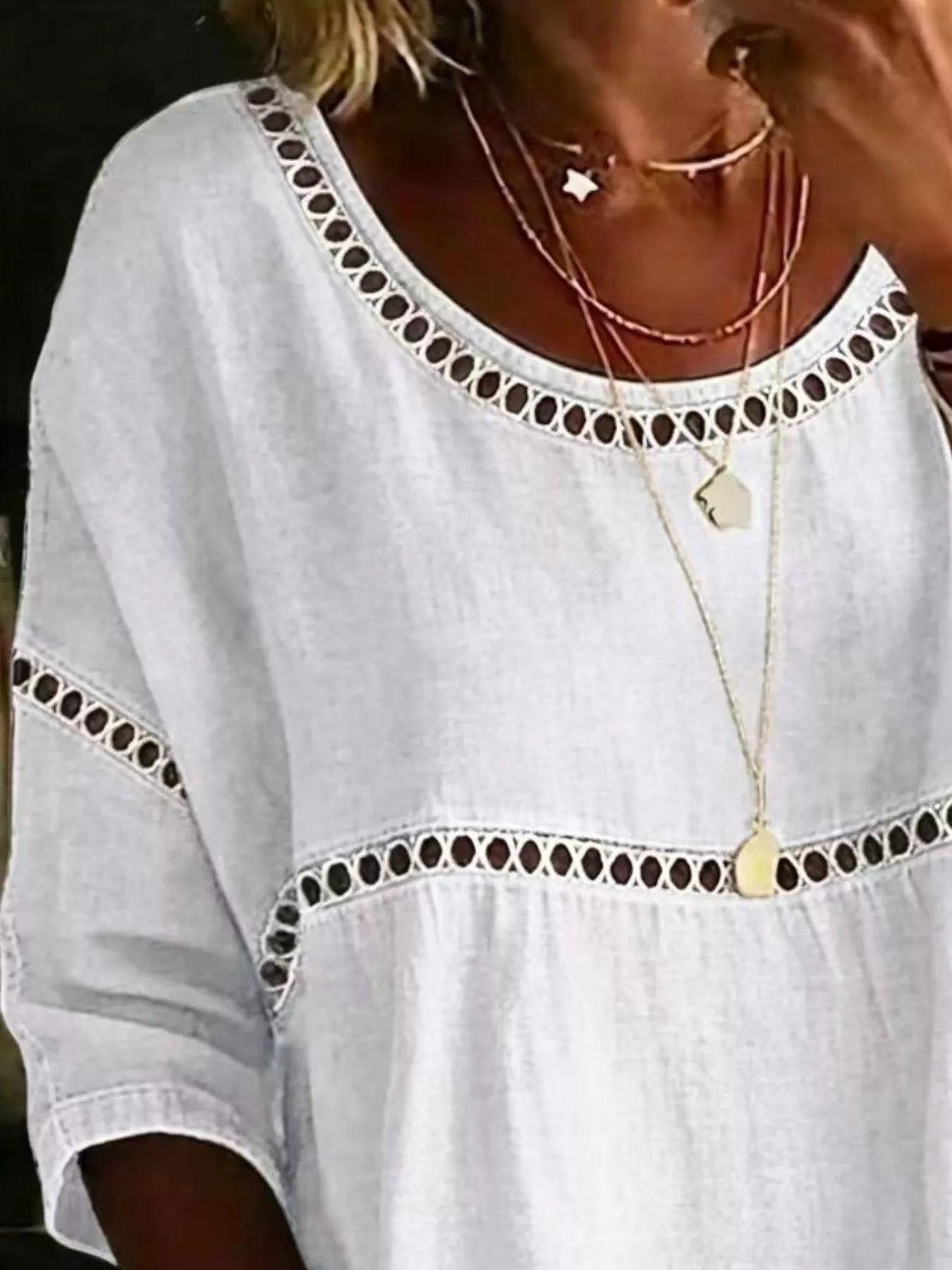 Hollow Out Round Neck Top