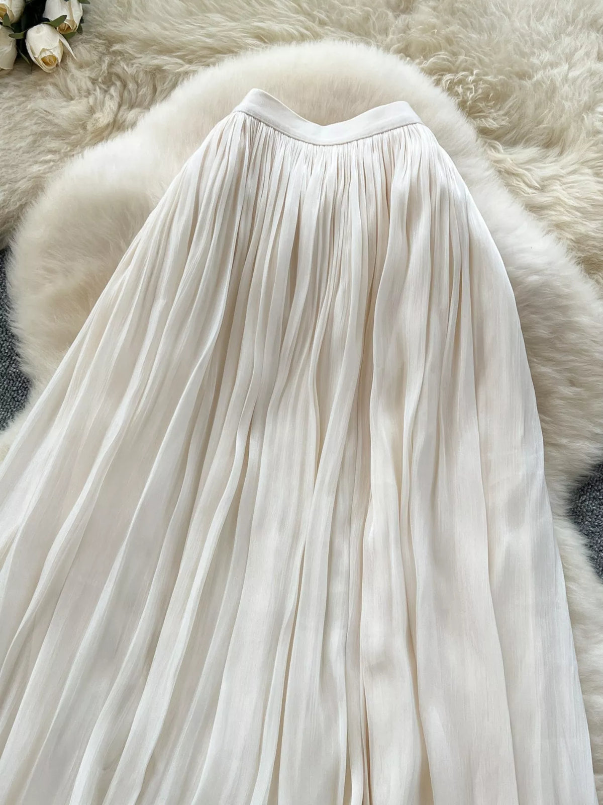 Pleated High-Waist Maxi Skirt