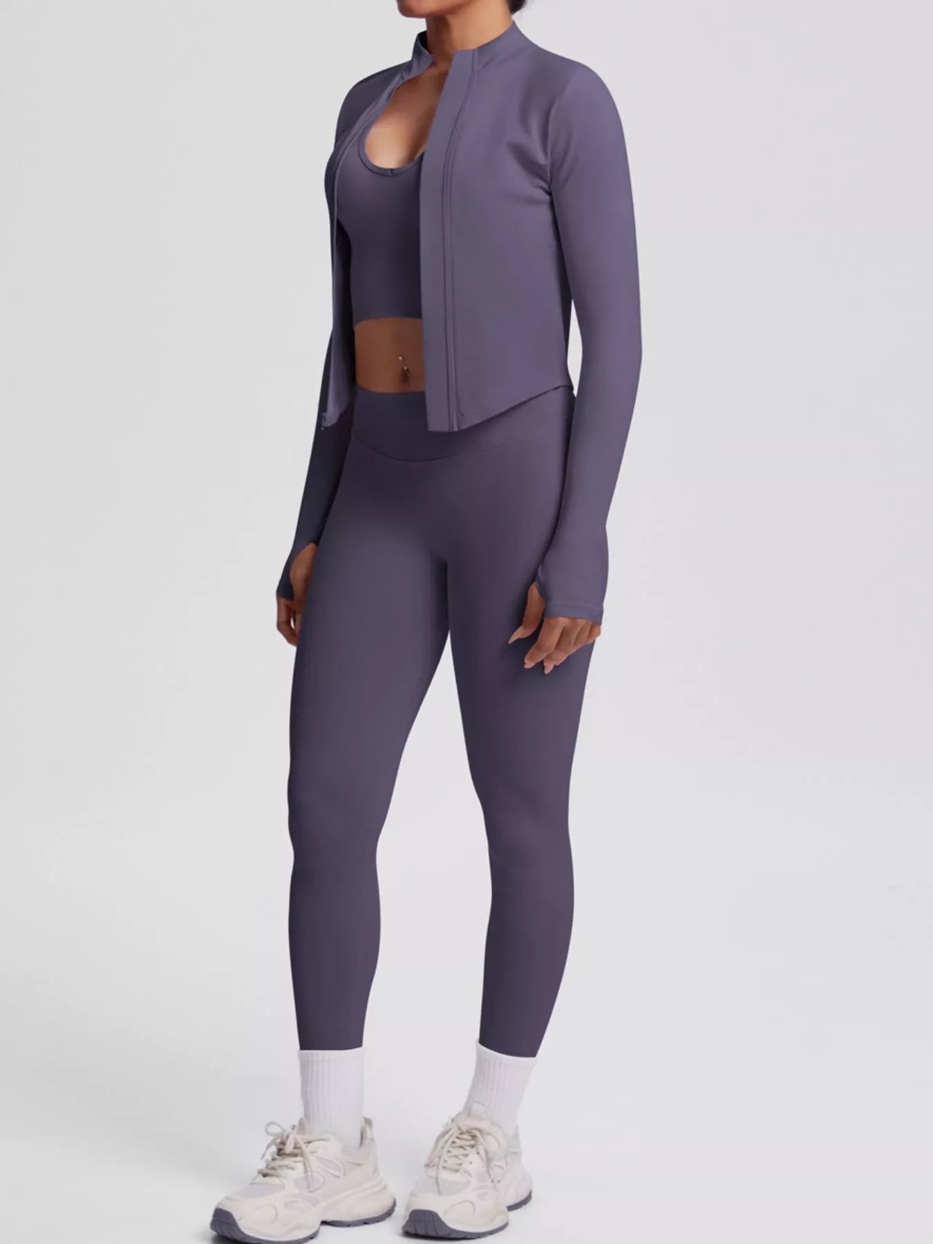 Zip-Up Jacket Tank and Leggings Active Set