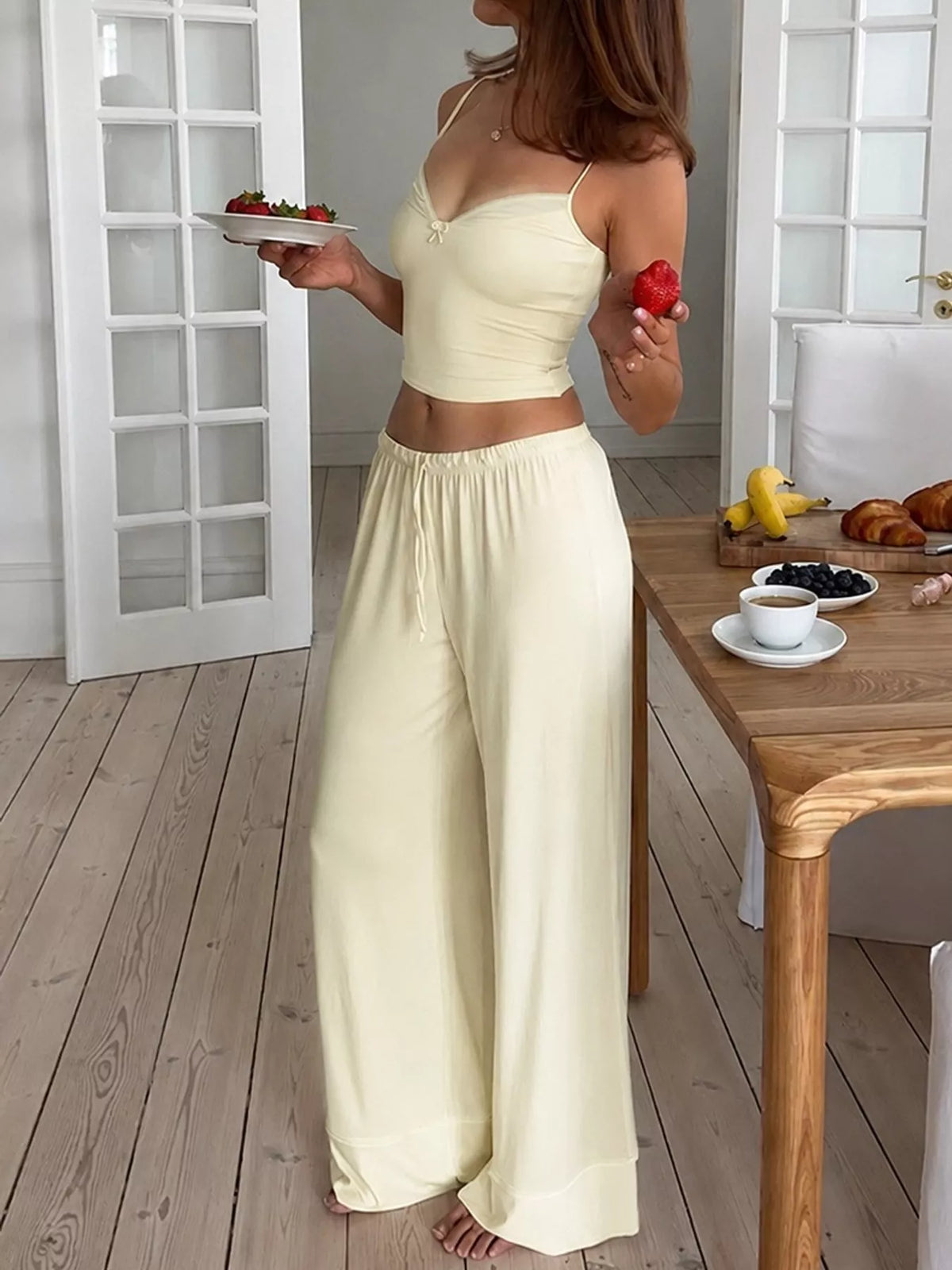Crop Cami and Wide-Leg Pants Lounge Set
