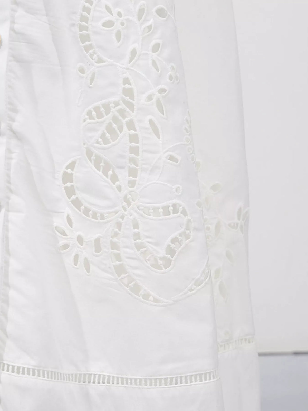 Sleeveless Eyelet Embroidered Button-Down Midi Dress in White