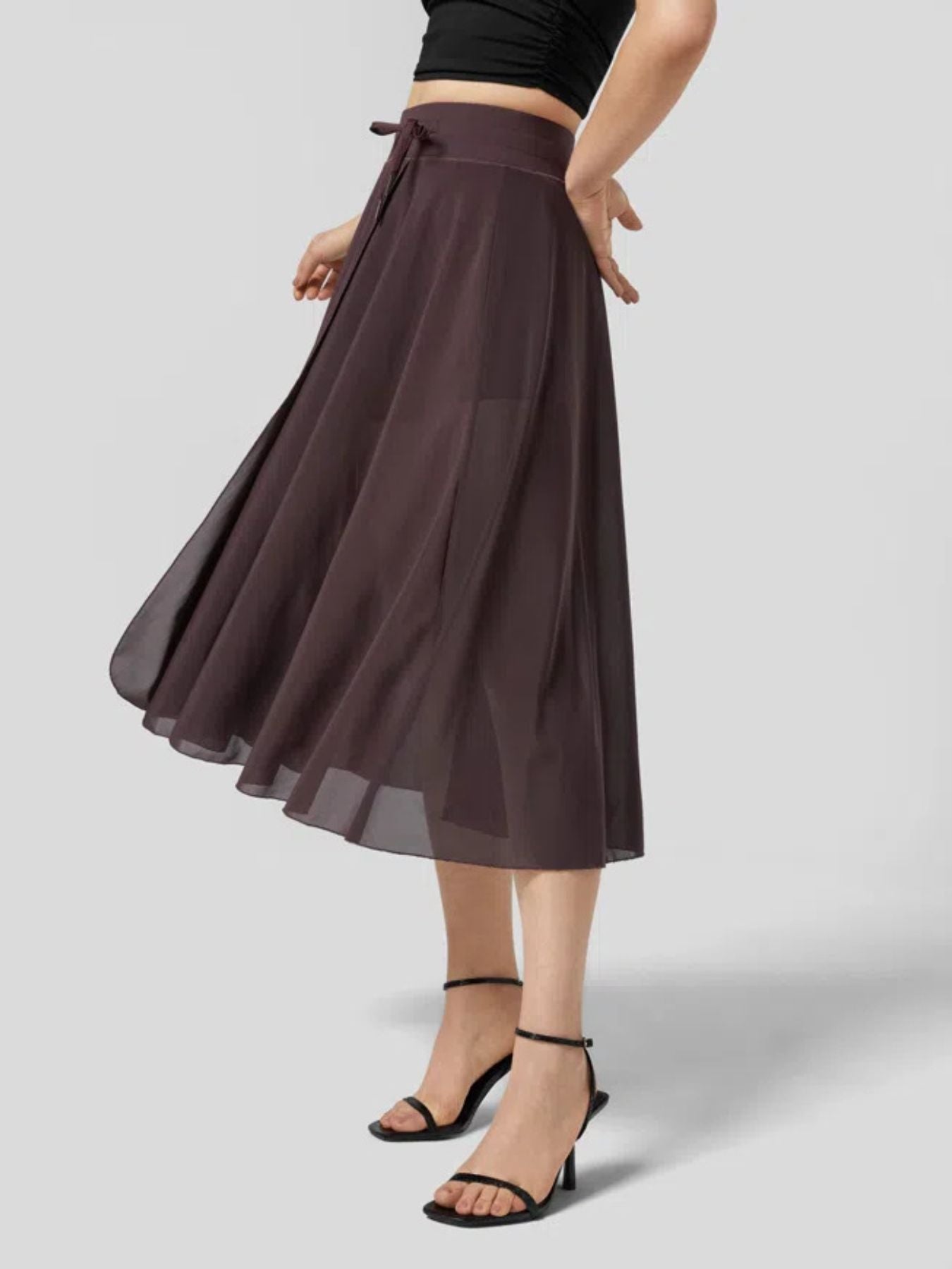 Slit Flowy Skirt with Built-In Shorts