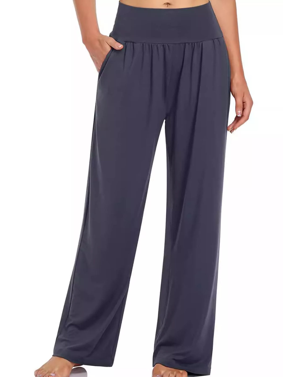 High-Rise Wide-Leg Pants with Pockets