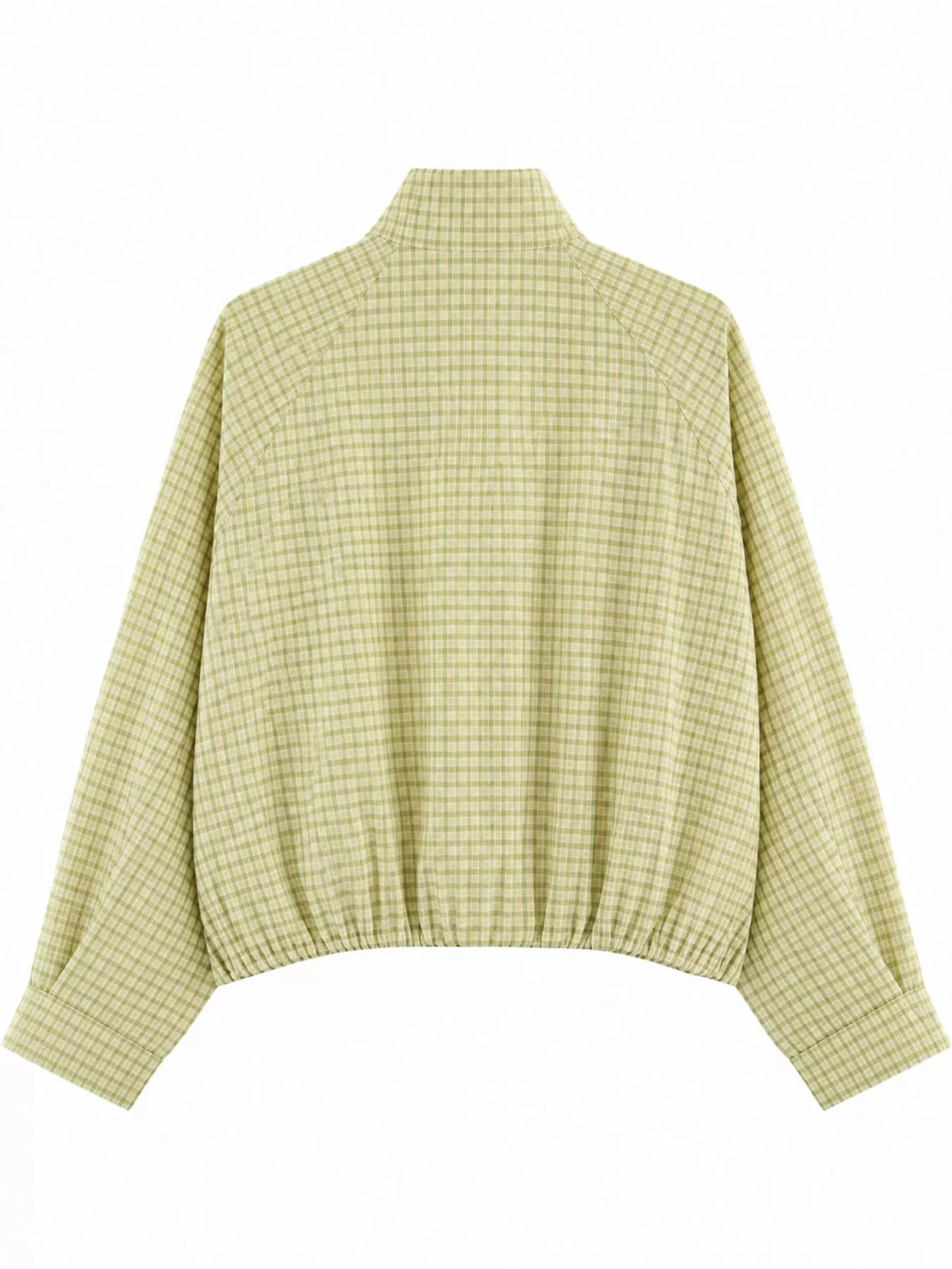 Plaid Stand-Collar Cropped Jacket