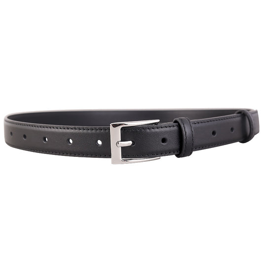 Ilussa Classic Silver Buckle Skinny Leather Belt