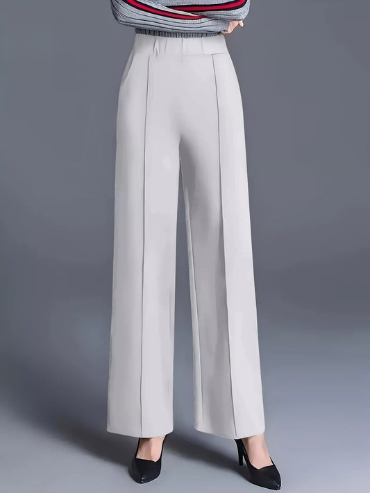 High Waist Wide-Leg Pants with Seam Detail