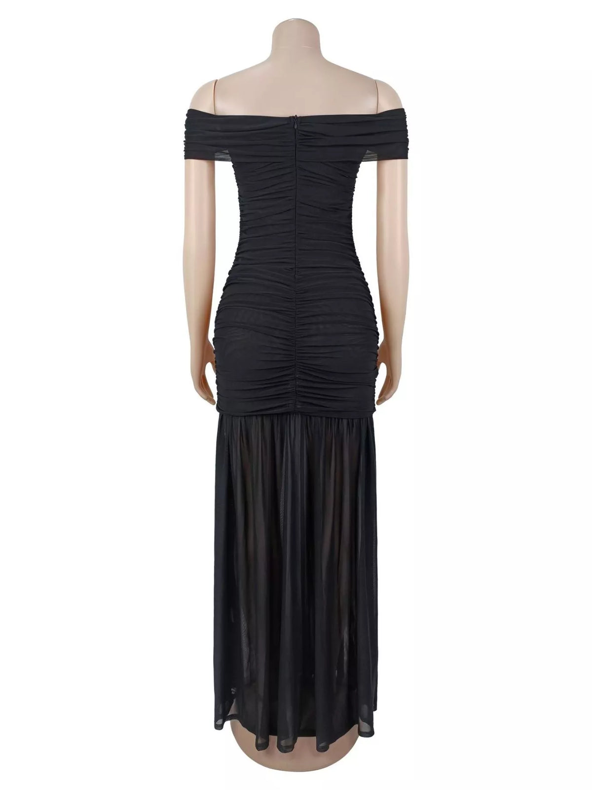 Off-Shoulder Ruched Mermaid Maxi Dress
