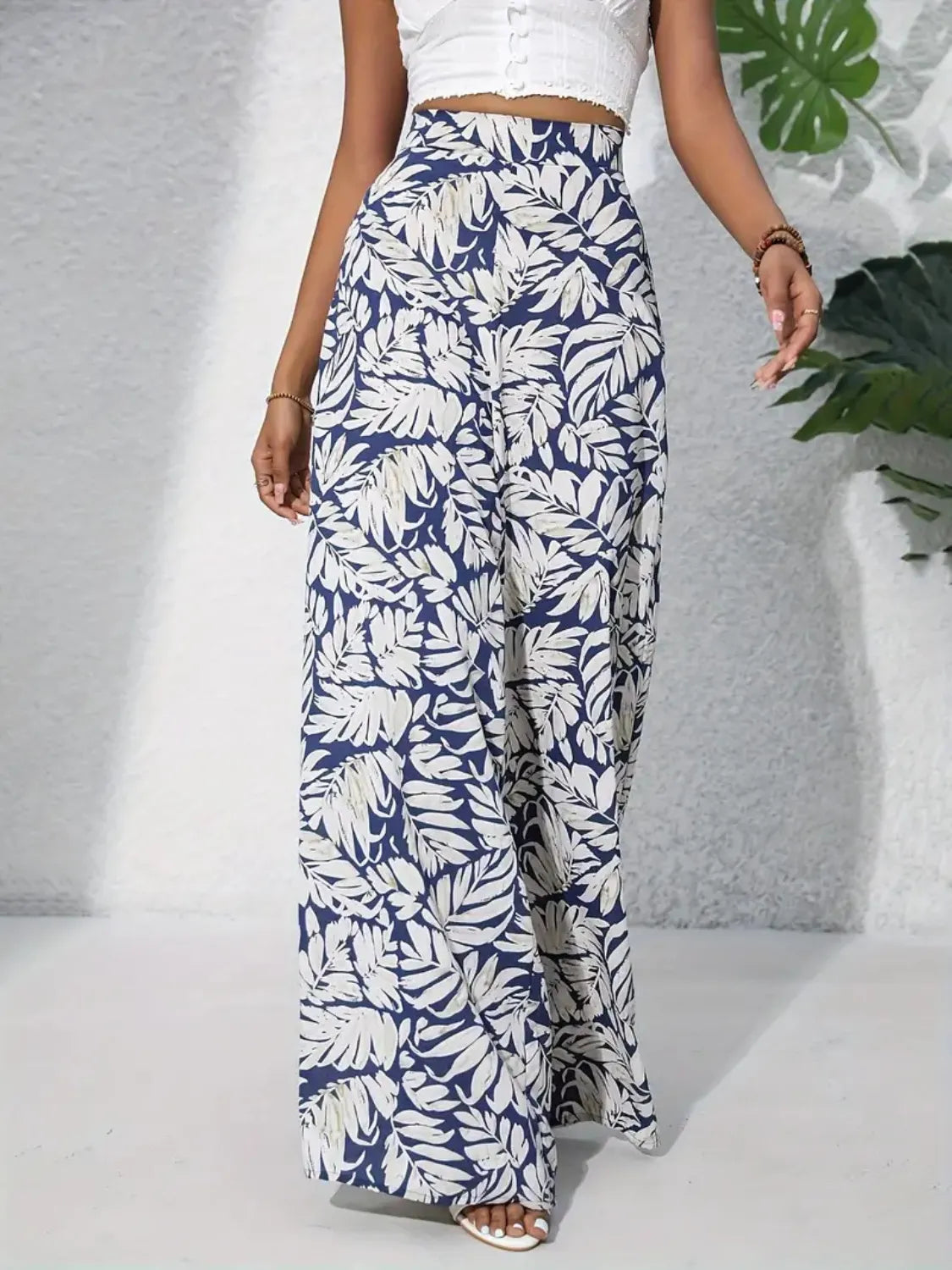 Printed High-Waist Wide Leg Pants