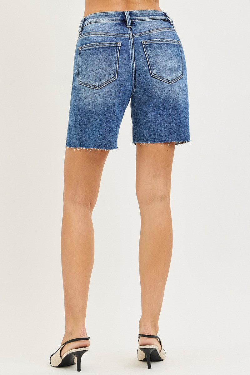 Risen Tummy Control High Rise Raw Hem Jhorts in Medium
