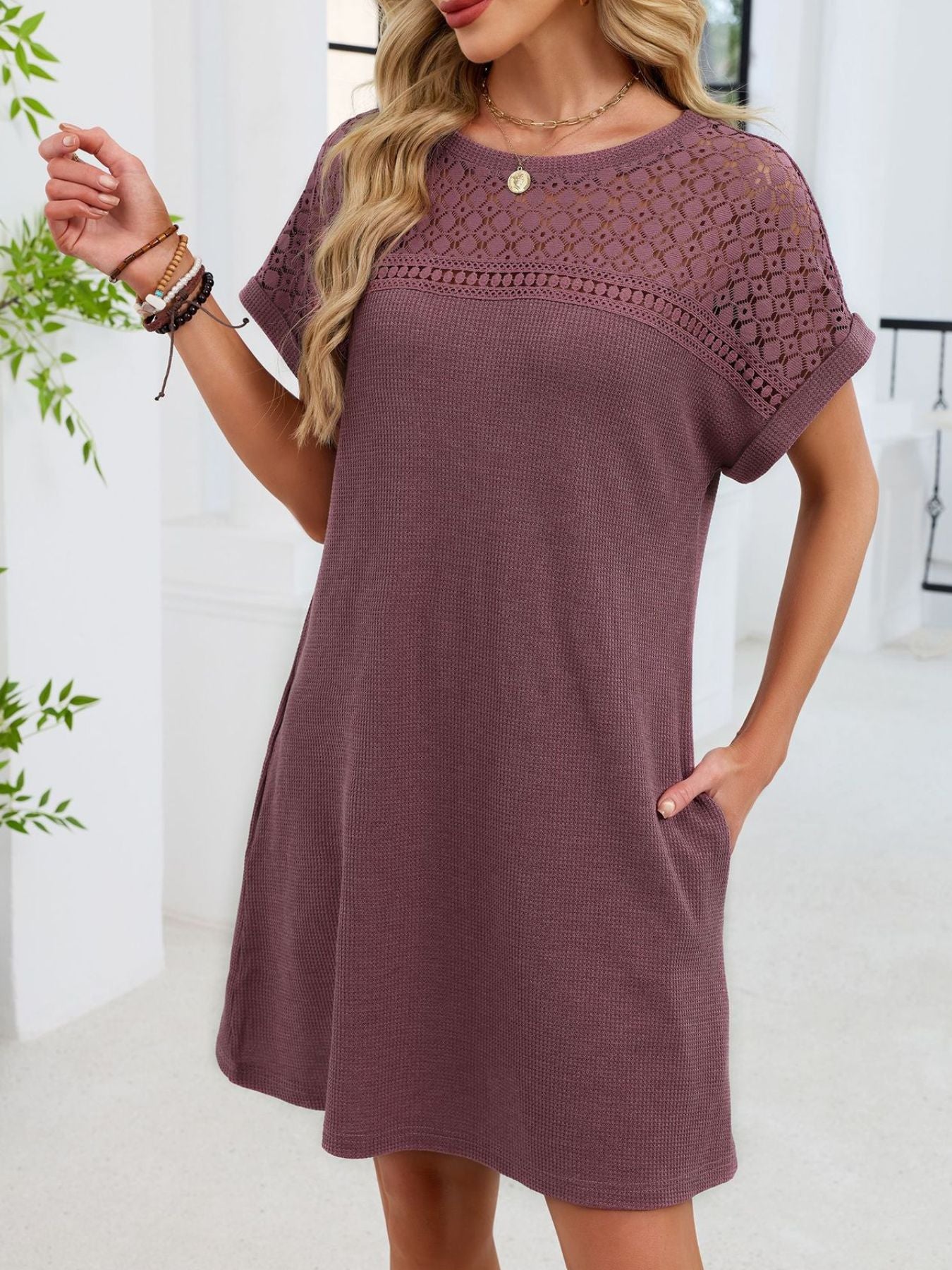 Lace Cutout T-Shirt Dress