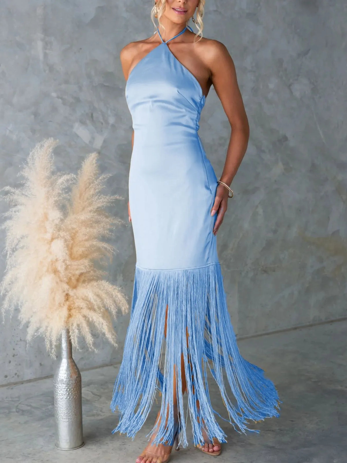 Fringe Halter Neck Dress