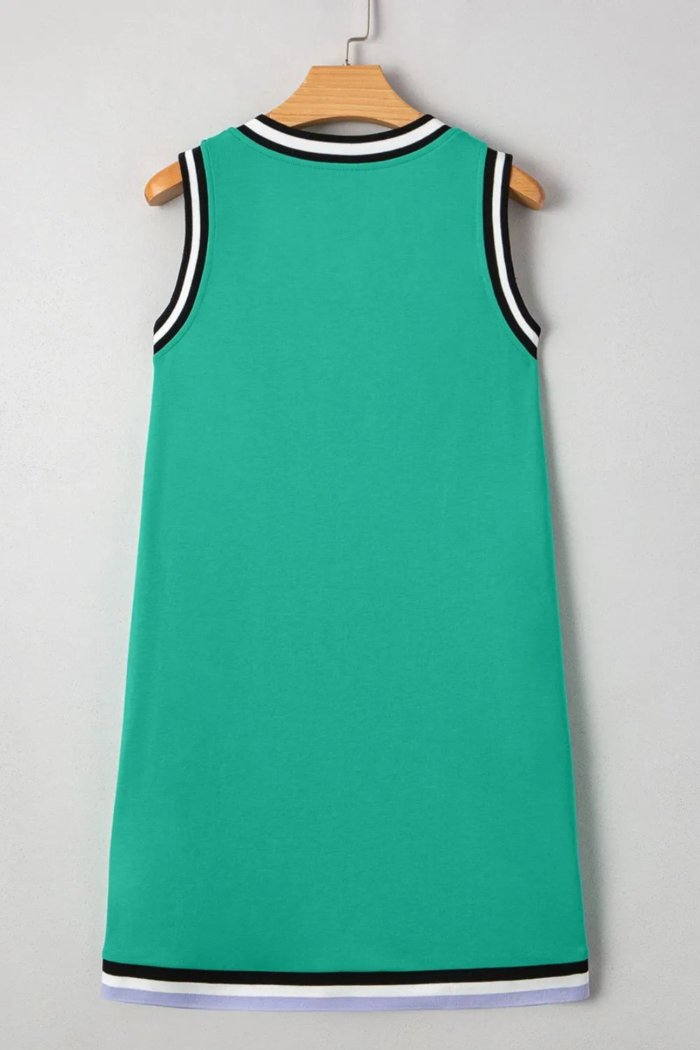 Contrast Trim V-Neck Shift Dress in Turquoise