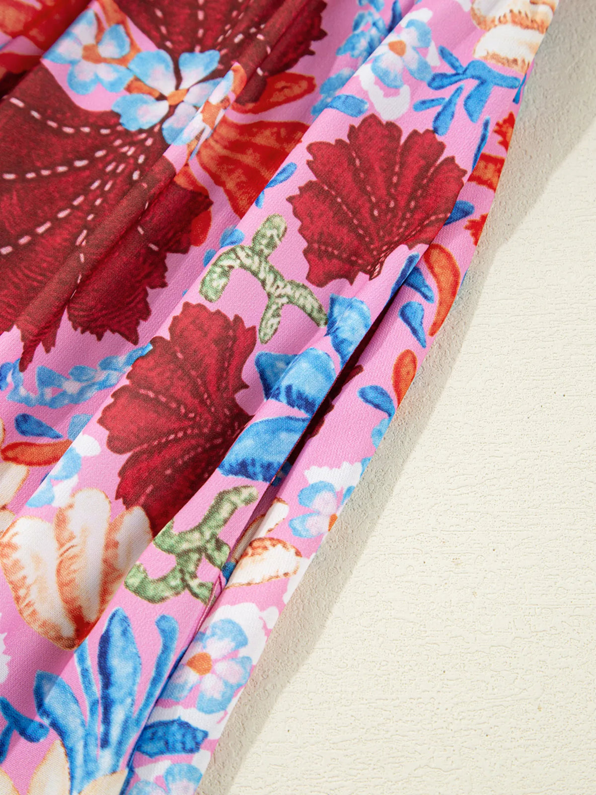 Floral Print Tie-Front Midi Dress