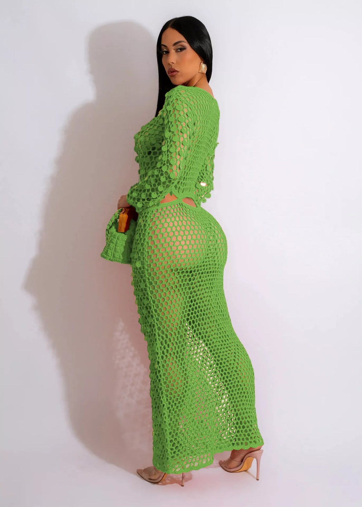 Sequin Cutout Mesh Maxi Dress