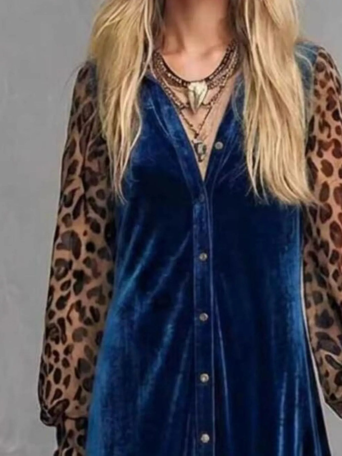 Leopard Velvet Button-Down Maxi Dress