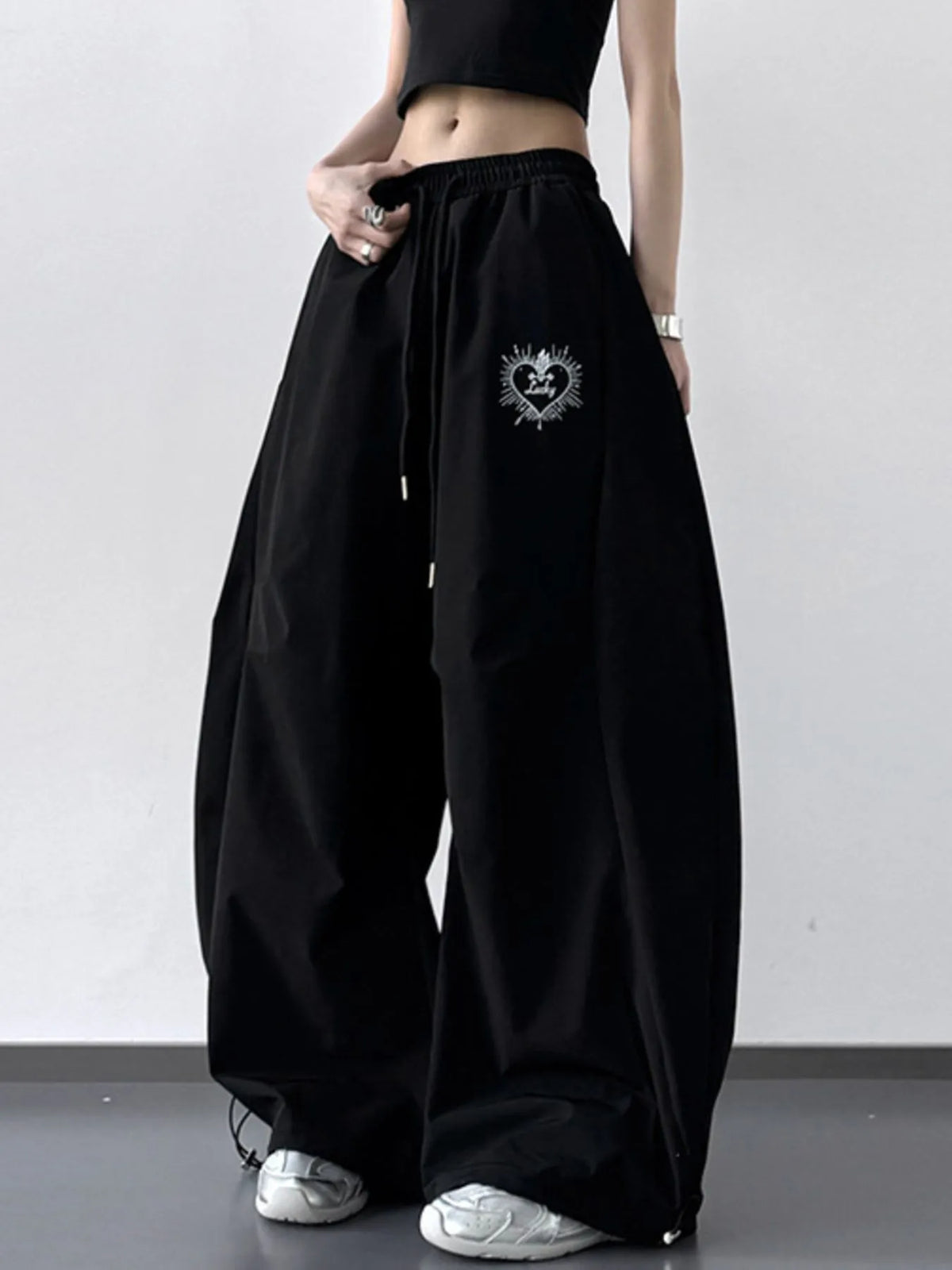 Oversized Drawstring Wide Leg Pants