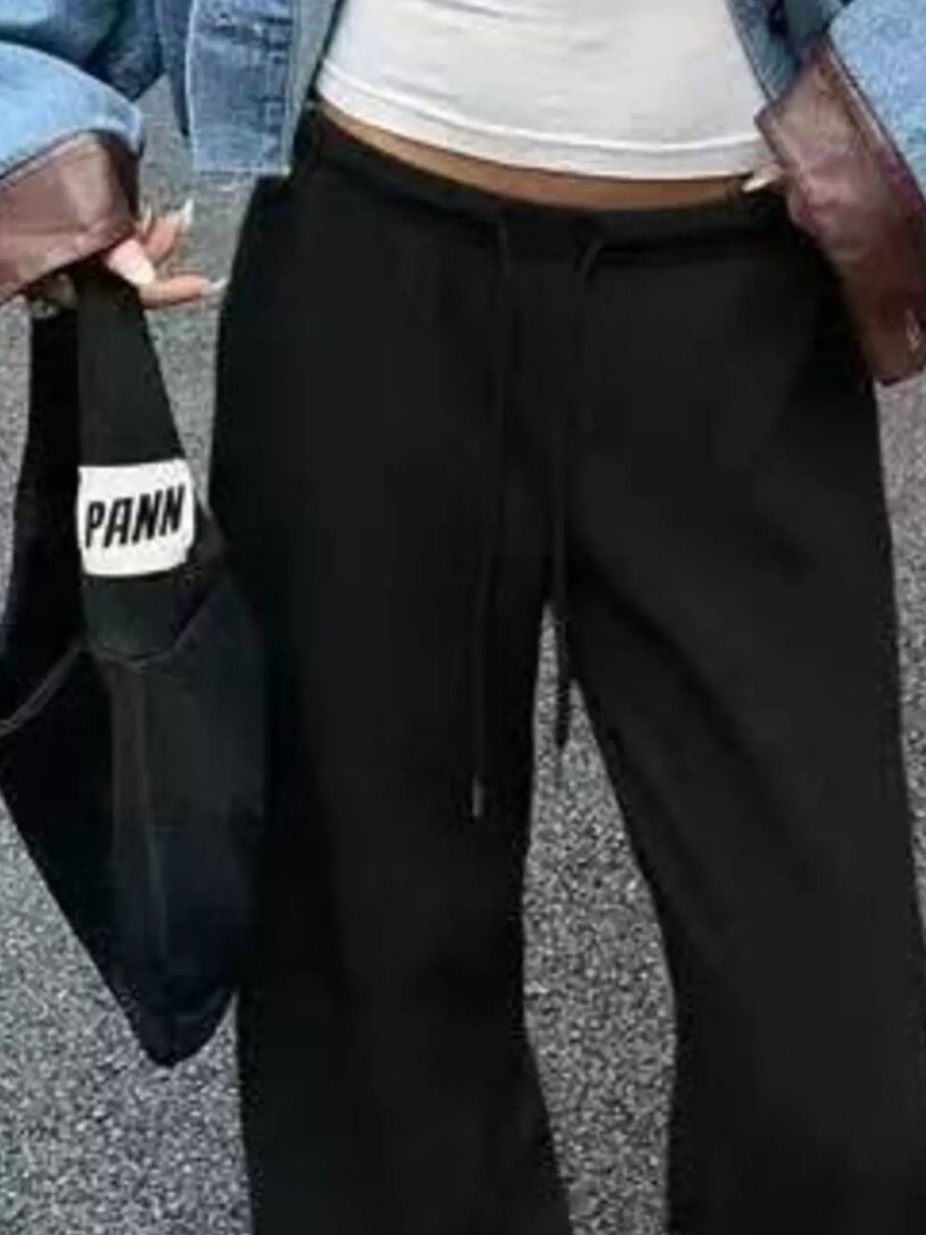 Wide-Leg Drawstring Sweatpants