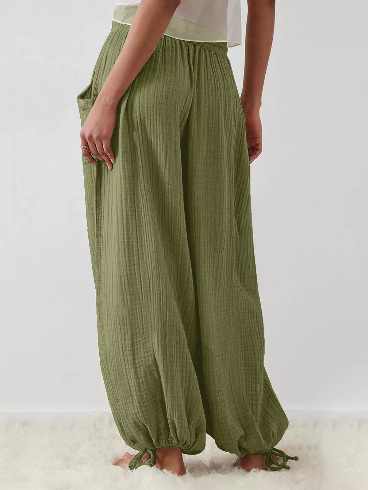 Loose-Fit Gauze Drawstring Pants