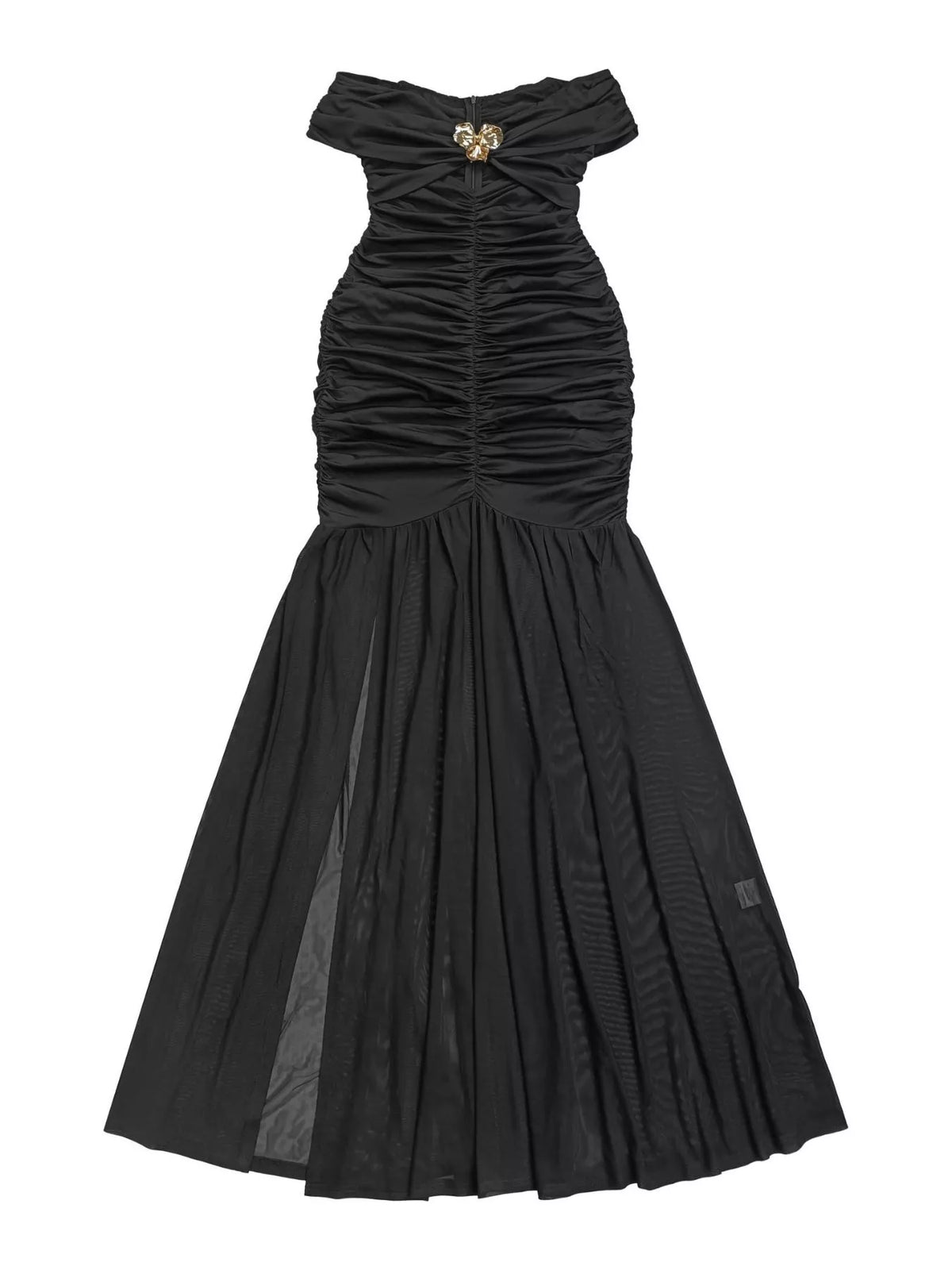 Off-Shoulder Ruched Mermaid Maxi Dress