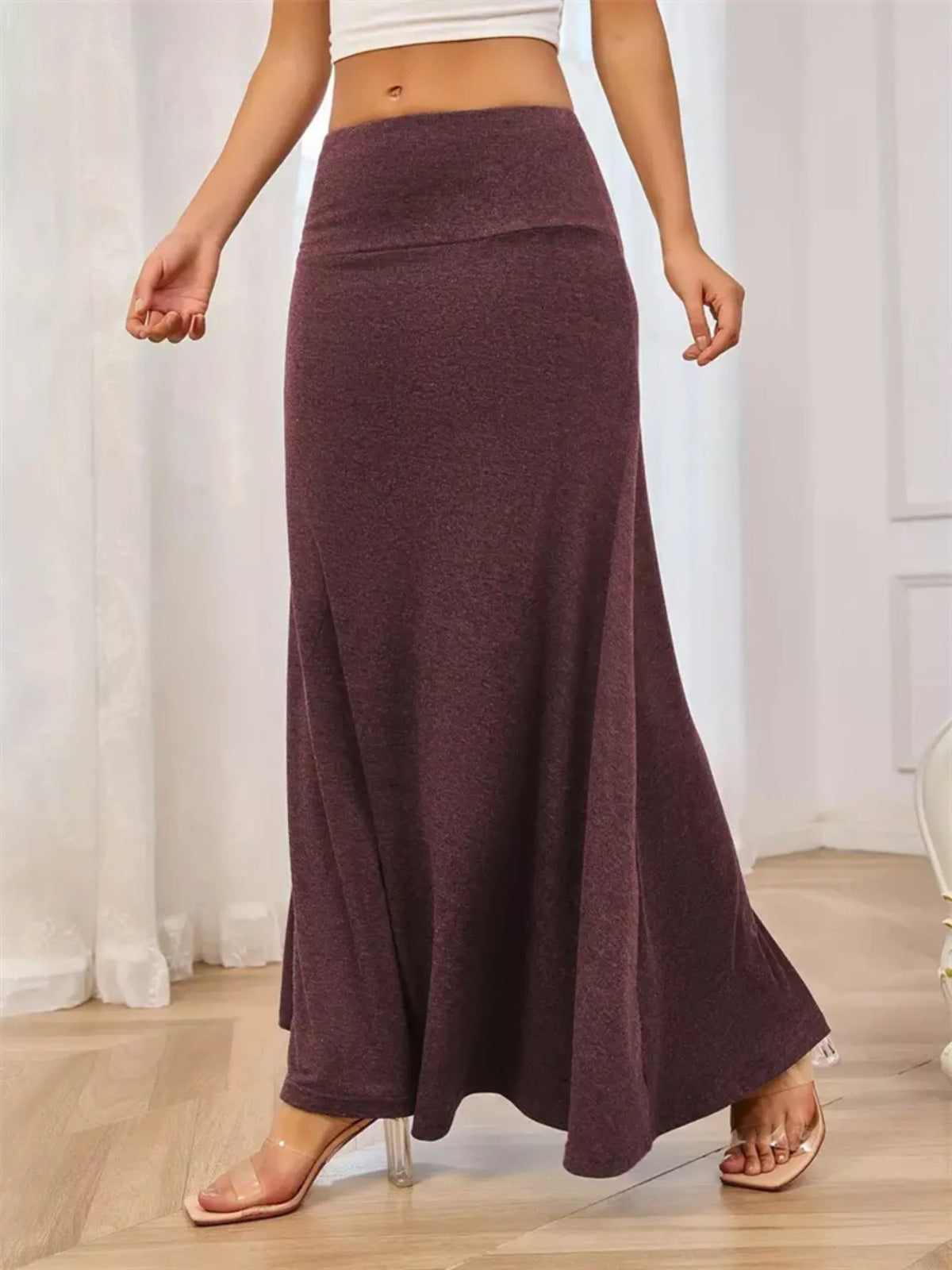 Flowy Maxi Skirt with Wide Waistband