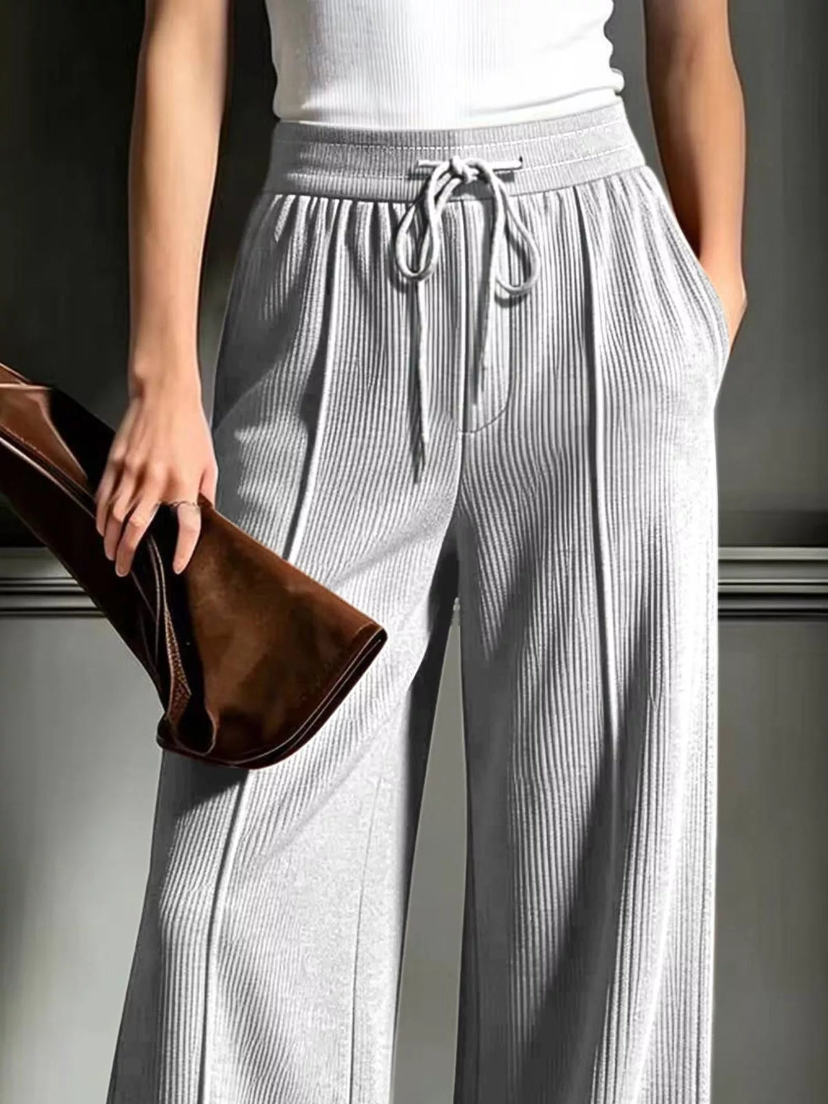 High-Waisted Wide-Leg Corduroy Pants