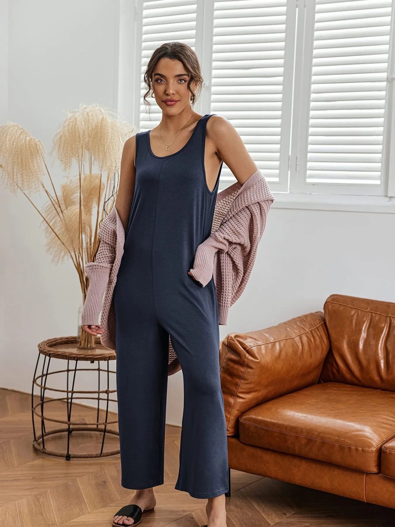 Sleeveless Wide Leg Jumpsuit