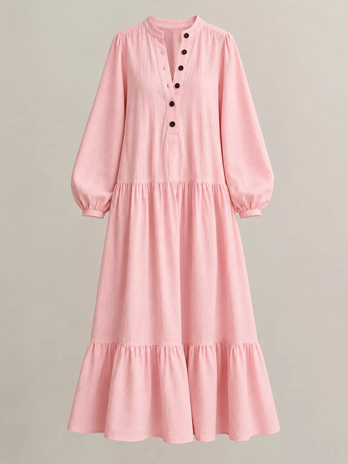 Button Front Tiered Maxi Dress